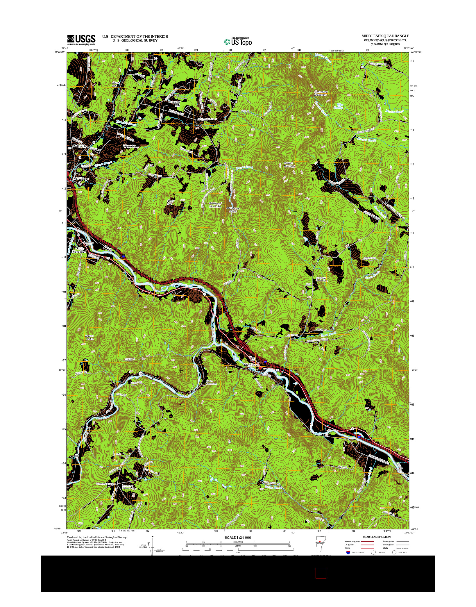 USGS US TOPO 7.5-MINUTE MAP FOR MIDDLESEX, VT 2012