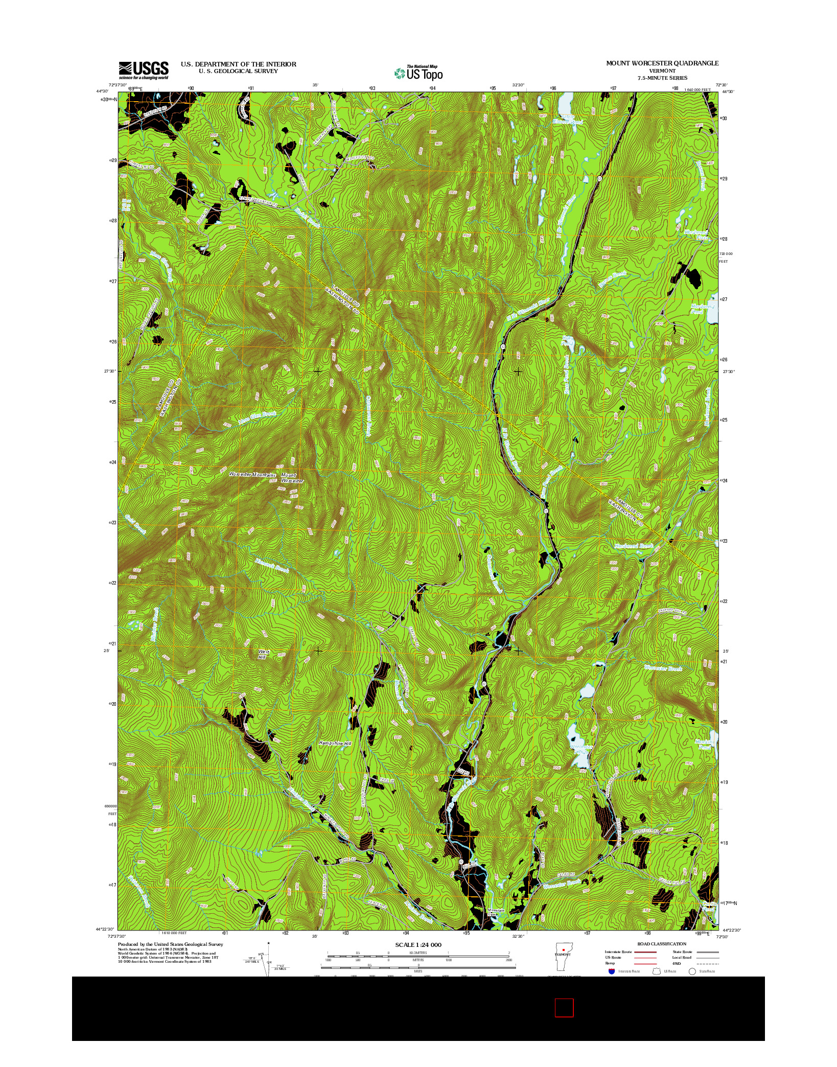 USGS US TOPO 7.5-MINUTE MAP FOR MOUNT WORCESTER, VT 2012
