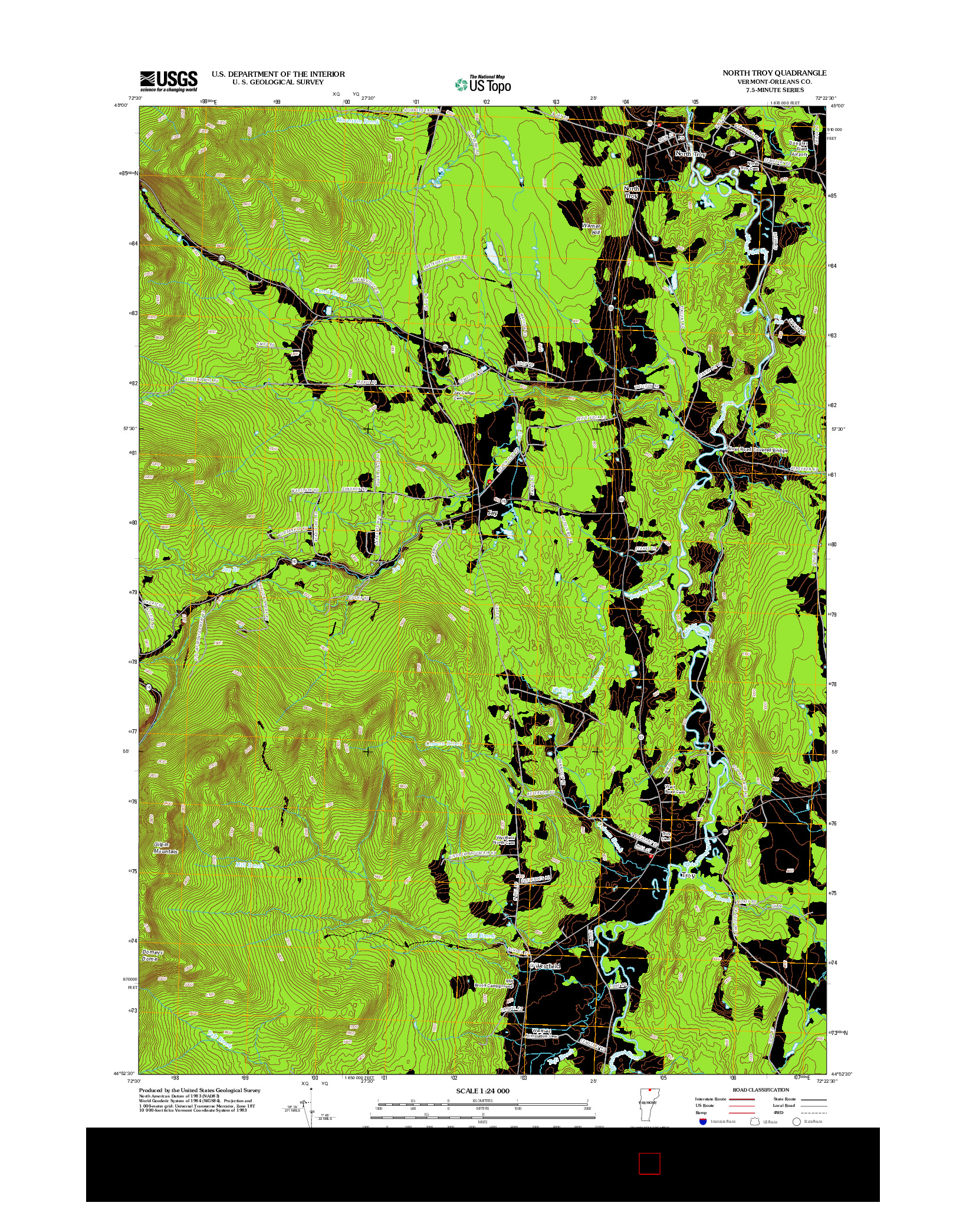 USGS US TOPO 7.5-MINUTE MAP FOR NORTH TROY, VT 2012