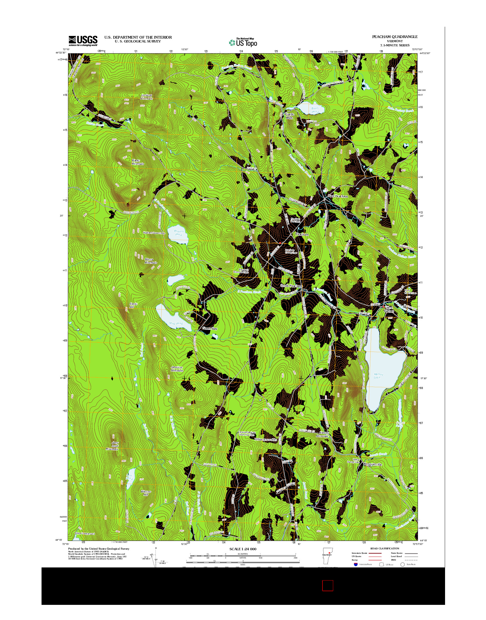 USGS US TOPO 7.5-MINUTE MAP FOR PEACHAM, VT 2012