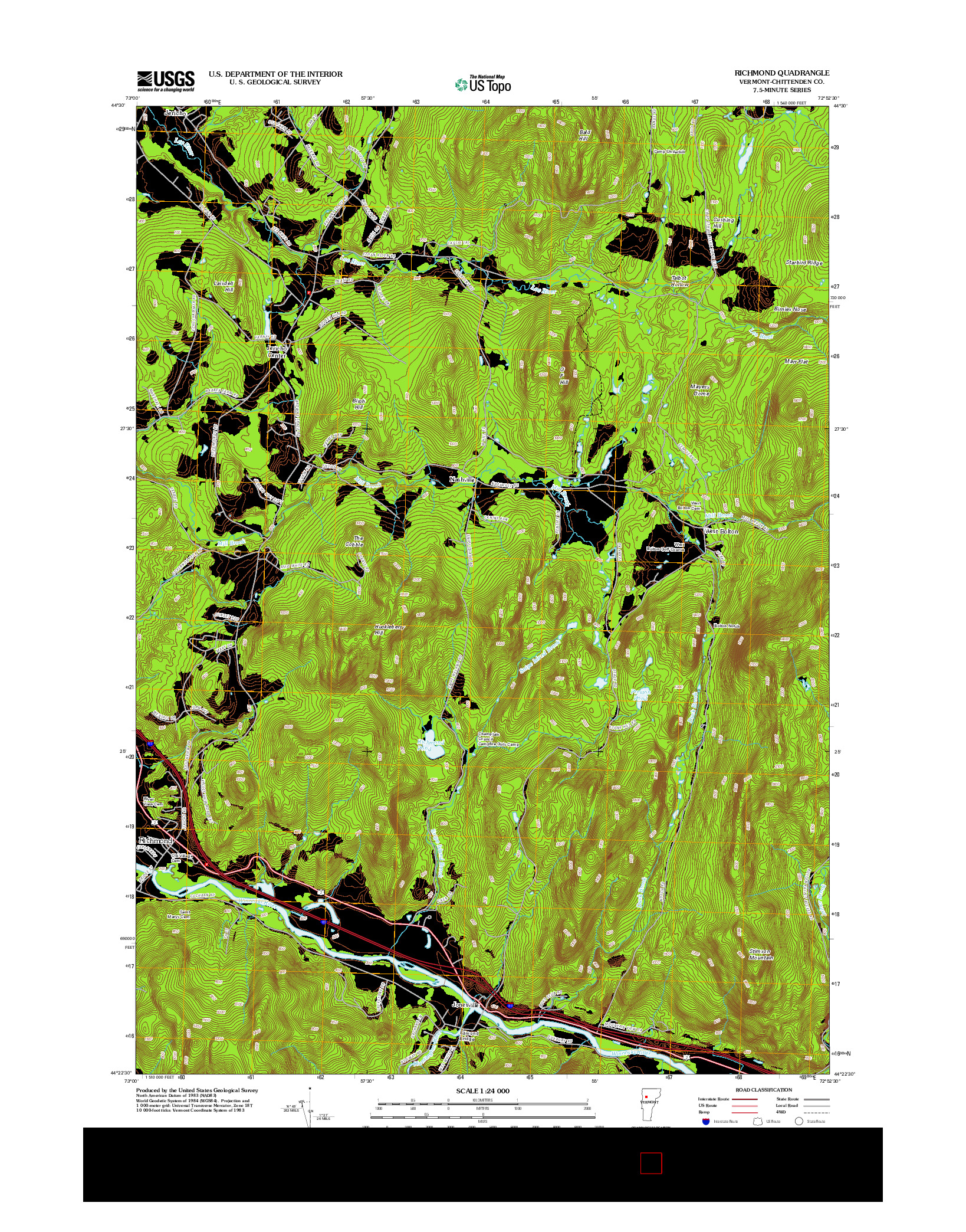 USGS US TOPO 7.5-MINUTE MAP FOR RICHMOND, VT 2012