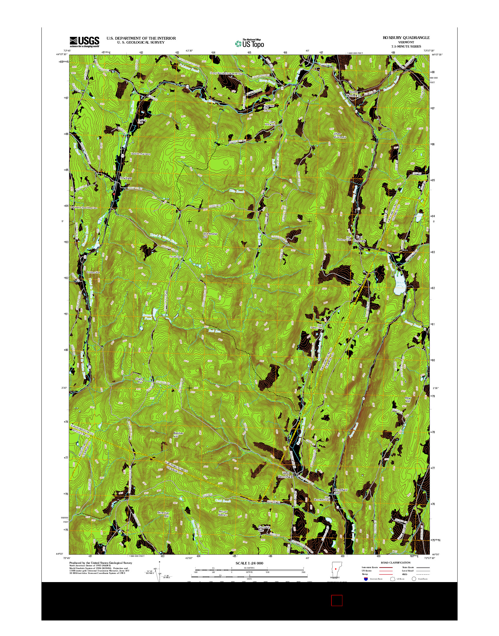USGS US TOPO 7.5-MINUTE MAP FOR ROXBURY, VT 2012