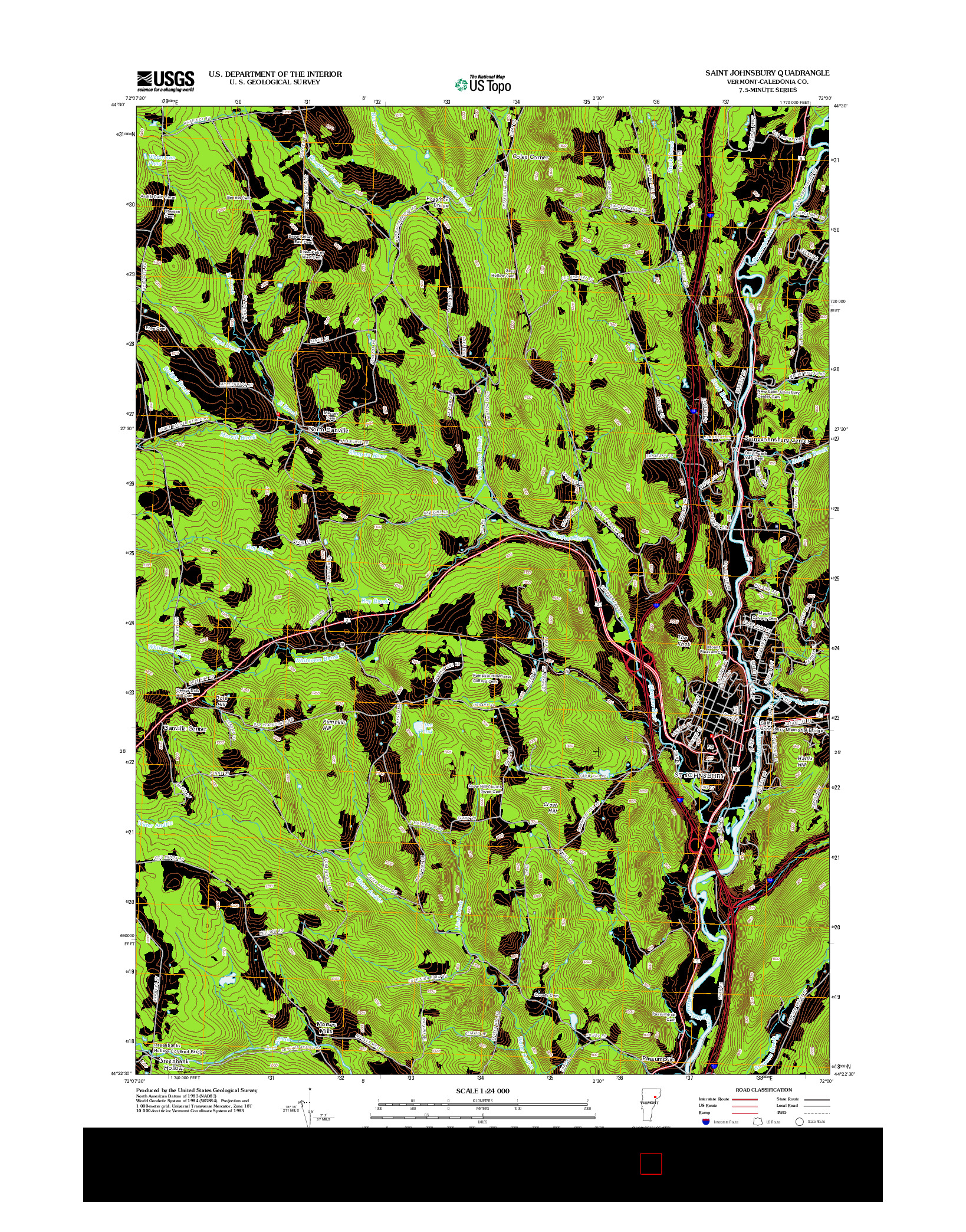 USGS US TOPO 7.5-MINUTE MAP FOR SAINT JOHNSBURY, VT 2012