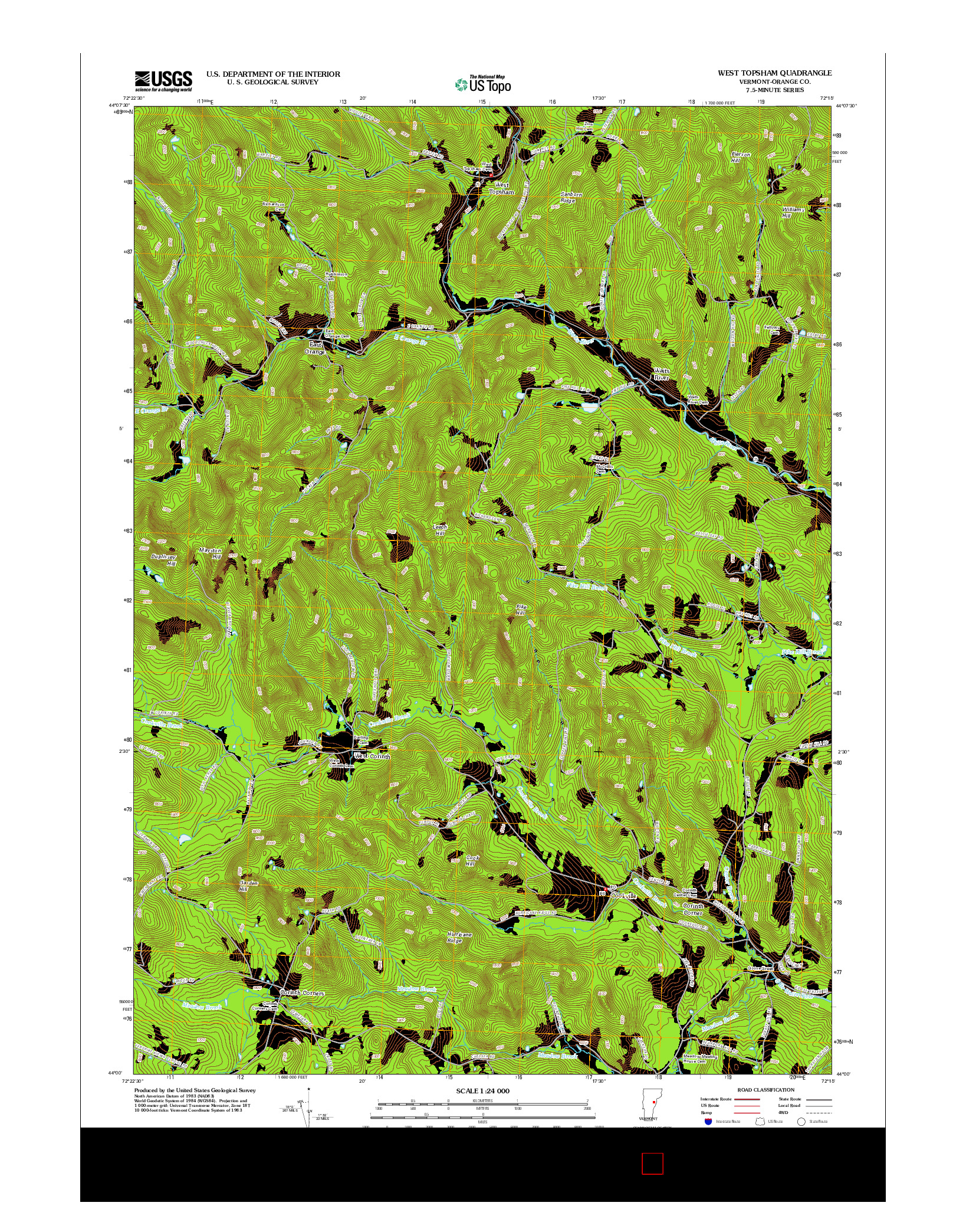 USGS US TOPO 7.5-MINUTE MAP FOR WEST TOPSHAM, VT 2012