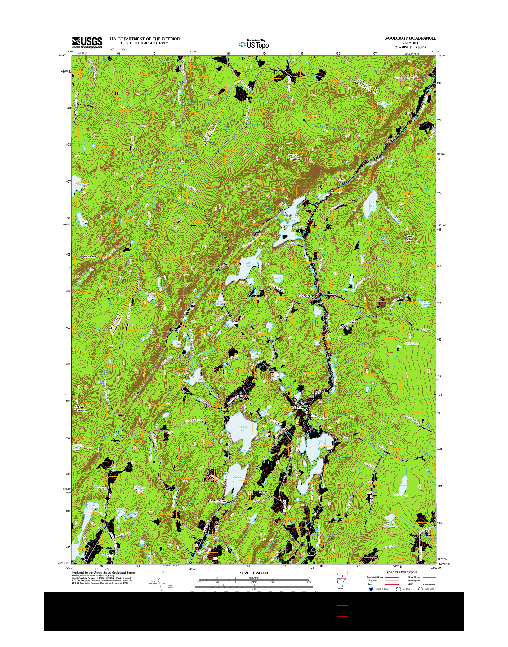 USGS US TOPO 7.5-MINUTE MAP FOR WOODBURY, VT 2012