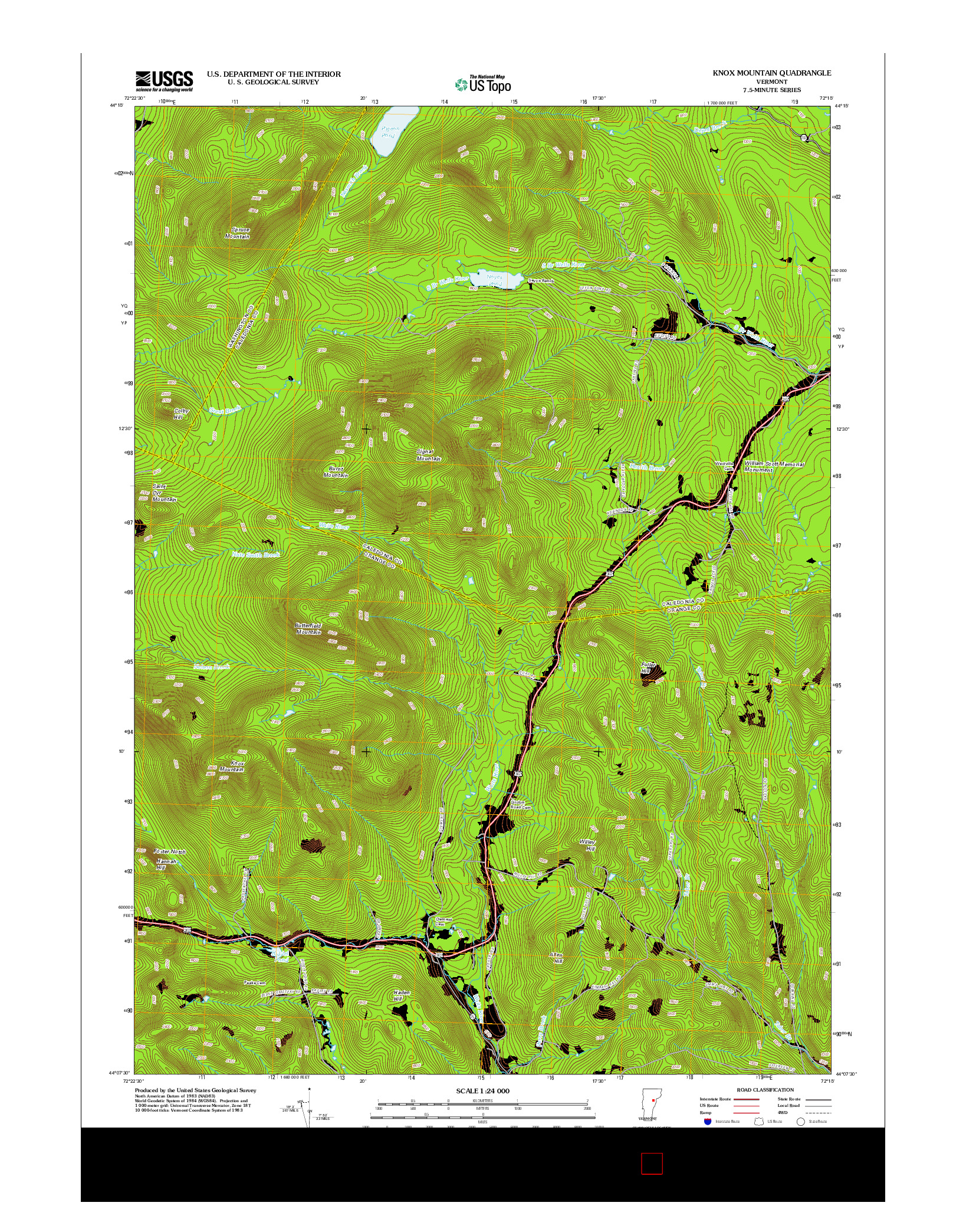 USGS US TOPO 7.5-MINUTE MAP FOR KNOX MOUNTAIN, VT 2012