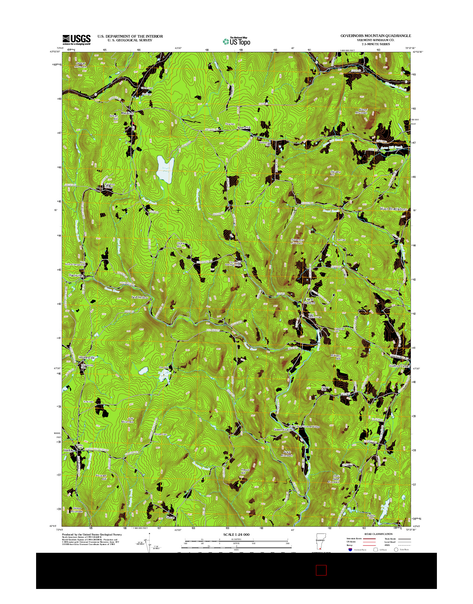 USGS US TOPO 7.5-MINUTE MAP FOR GOVERNORS MOUNTAIN, VT 2012