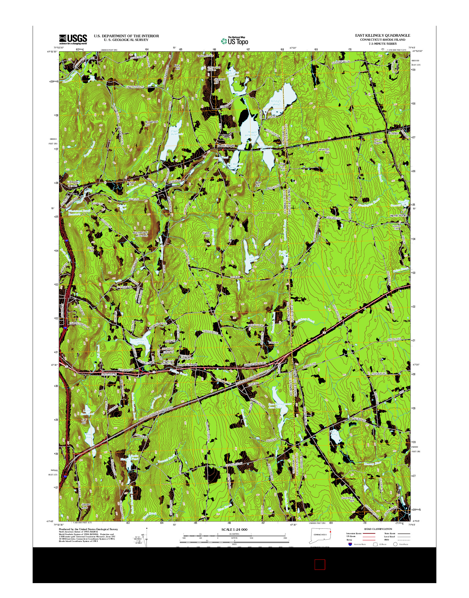 USGS US TOPO 7.5-MINUTE MAP FOR EAST KILLINGLY, CT-RI 2012