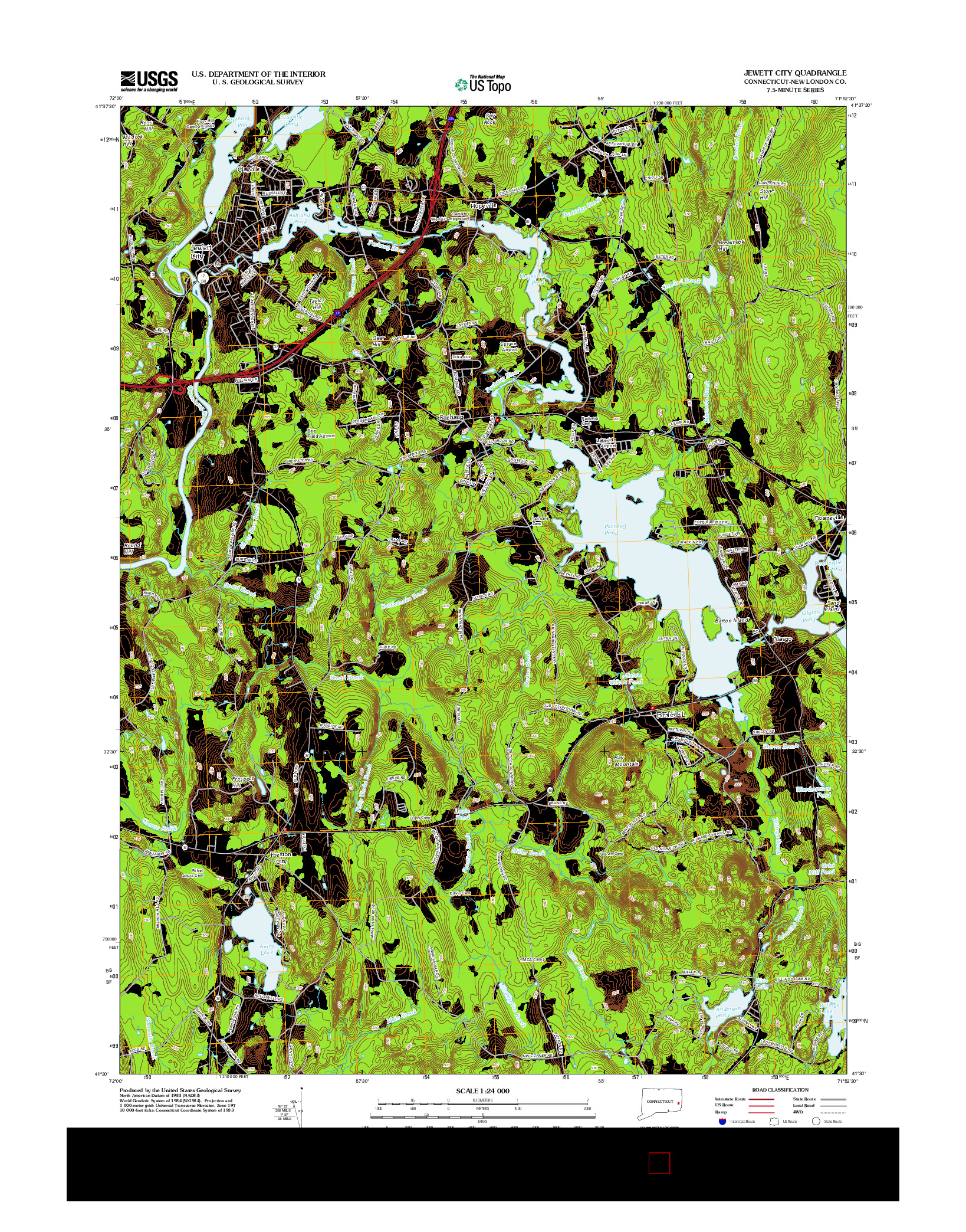 USGS US TOPO 7.5-MINUTE MAP FOR JEWETT CITY, CT 2012