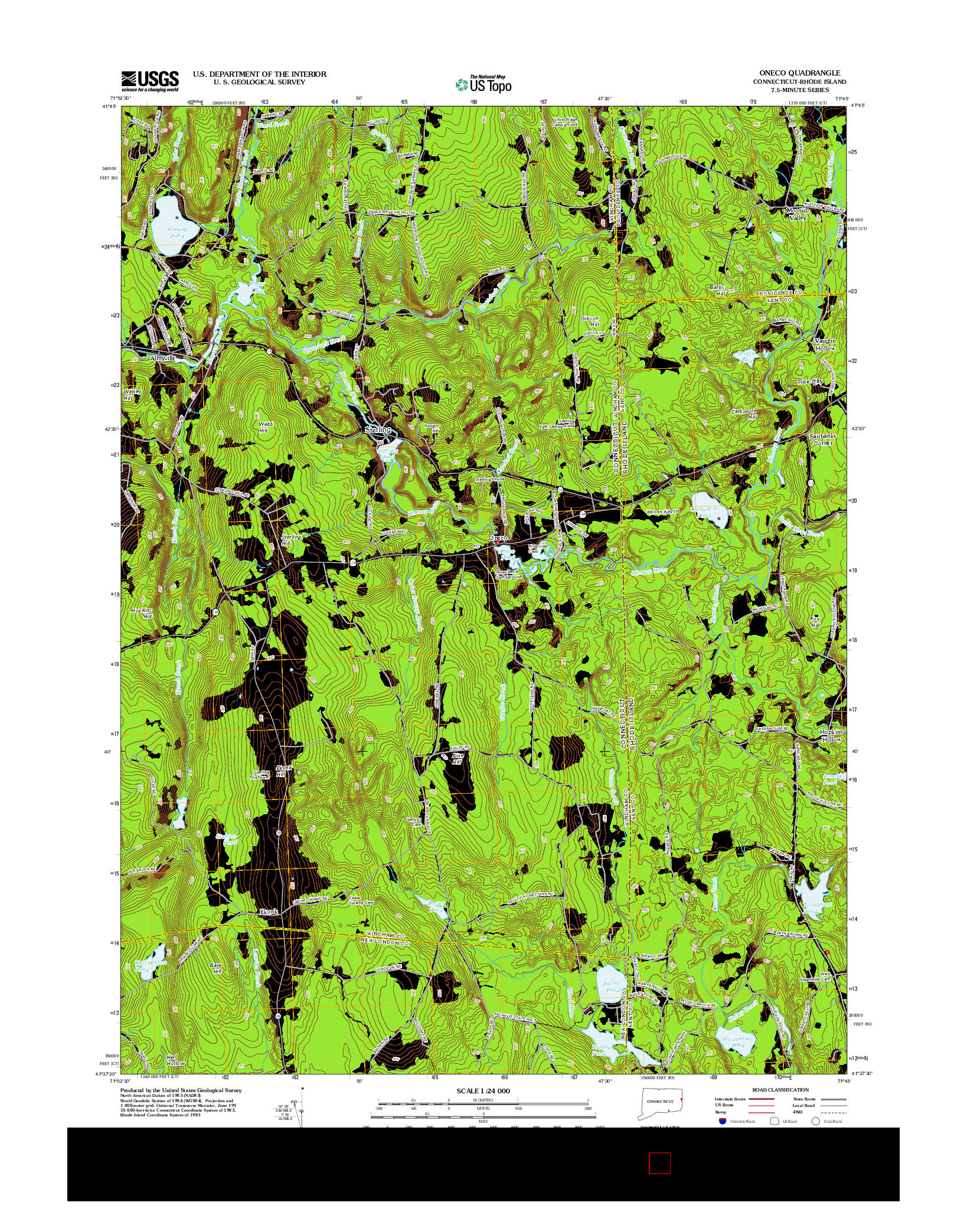 USGS US TOPO 7.5-MINUTE MAP FOR ONECO, CT-RI 2012