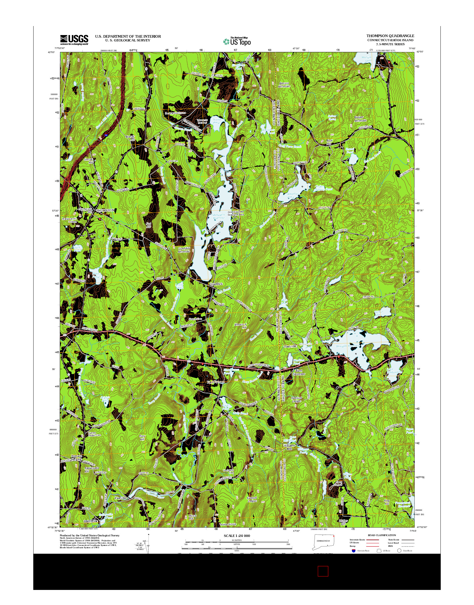 USGS US TOPO 7.5-MINUTE MAP FOR THOMPSON, CT-RI 2012