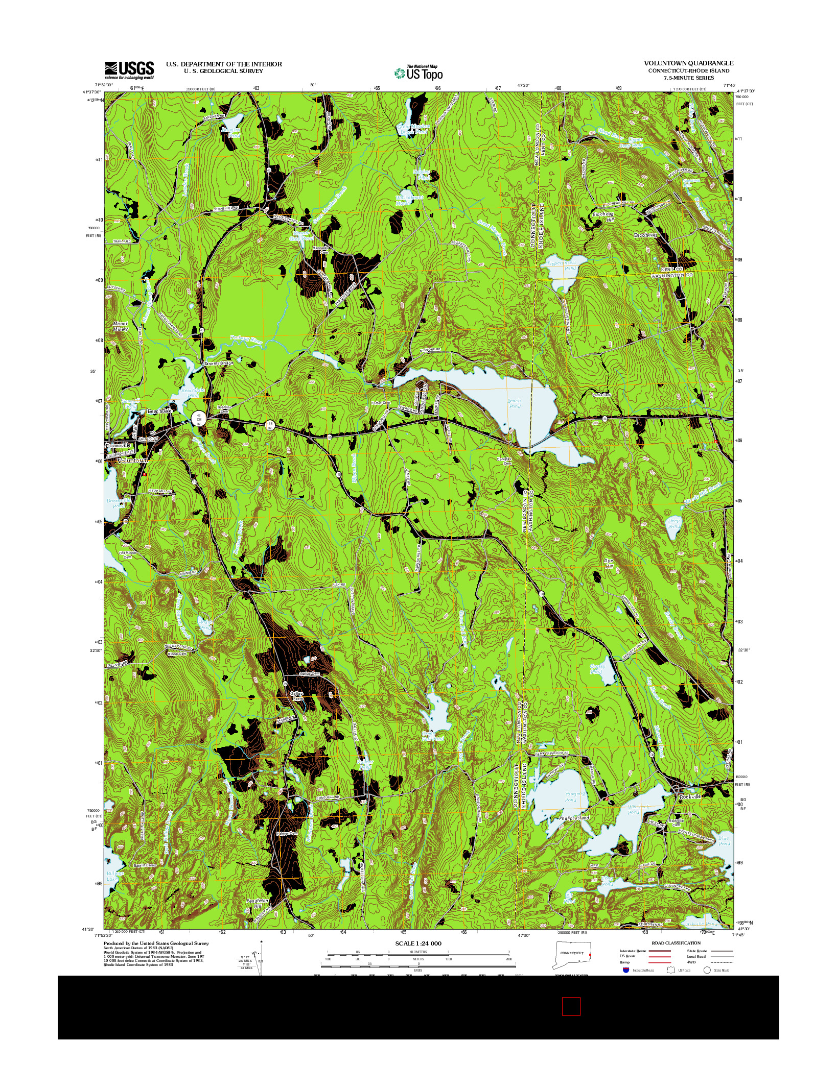 USGS US TOPO 7.5-MINUTE MAP FOR VOLUNTOWN, CT-RI 2012