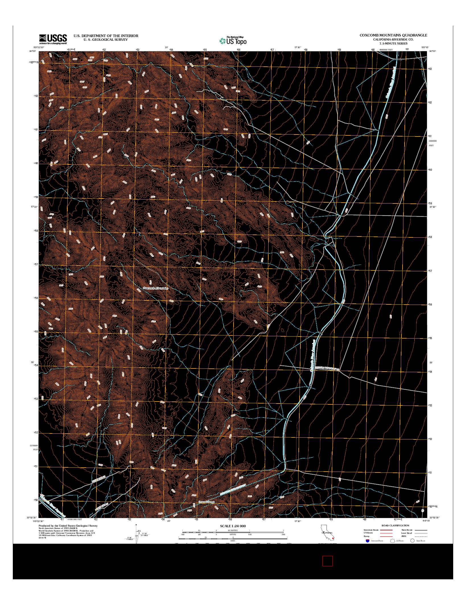 USGS US TOPO 7.5-MINUTE MAP FOR COXCOMB MOUNTAINS, CA 2012