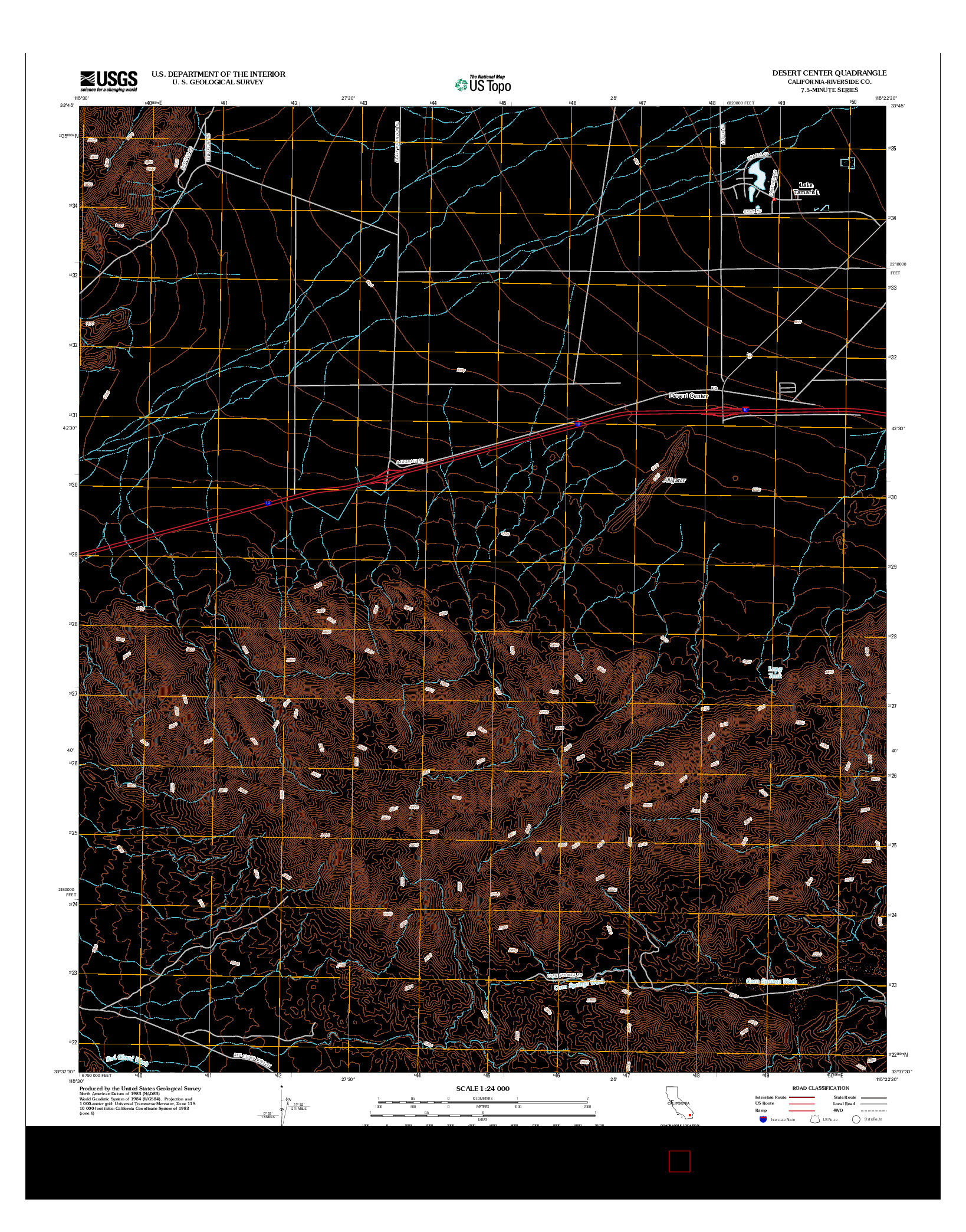 USGS US TOPO 7.5-MINUTE MAP FOR DESERT CENTER, CA 2012