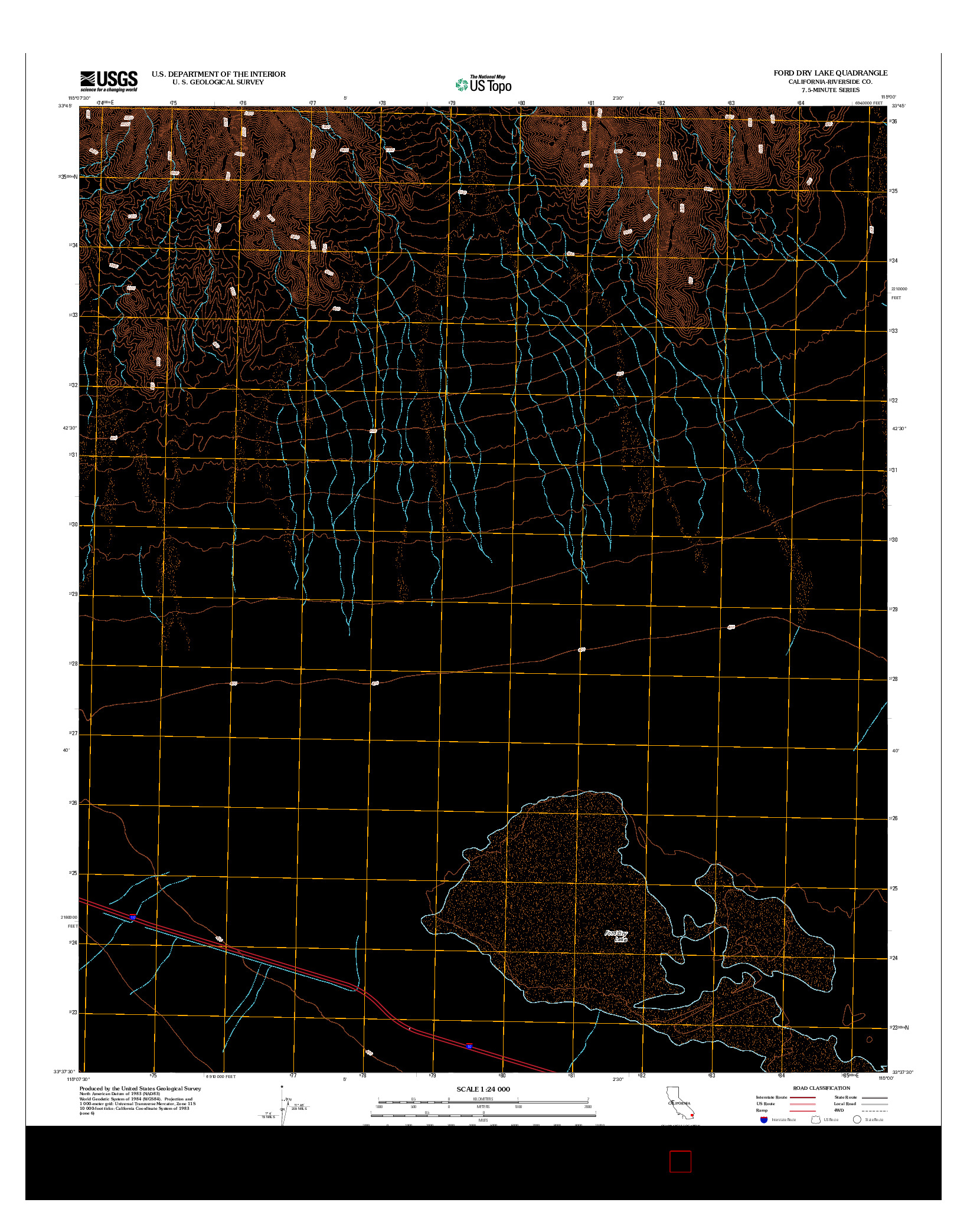 USGS US TOPO 7.5-MINUTE MAP FOR FORD DRY LAKE, CA 2012