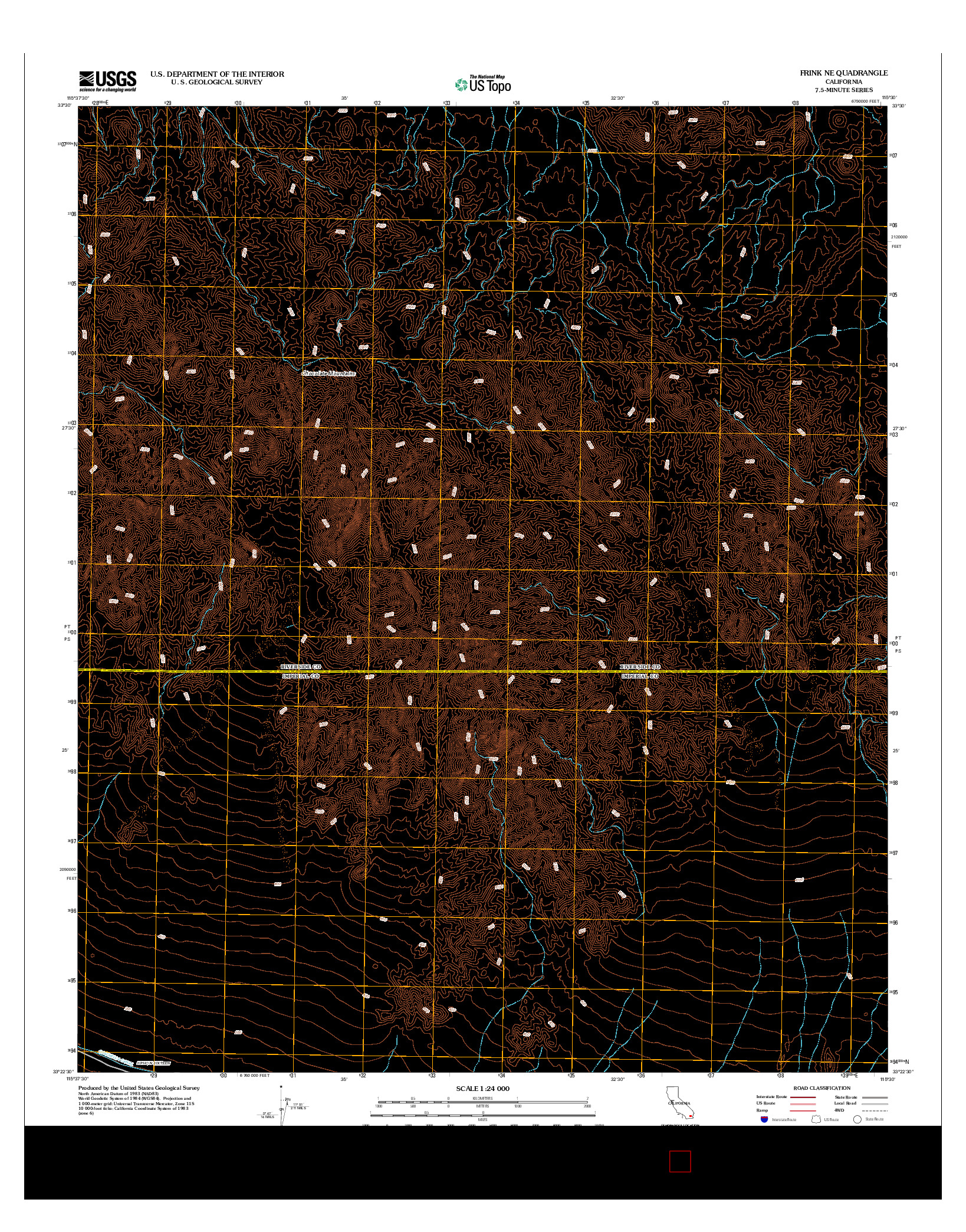 USGS US TOPO 7.5-MINUTE MAP FOR FRINK NE, CA 2012