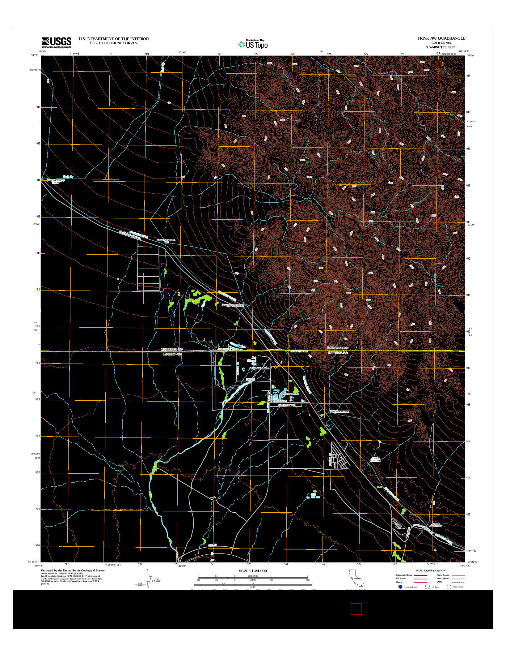 USGS US TOPO 7.5-MINUTE MAP FOR FRINK NW, CA 2012