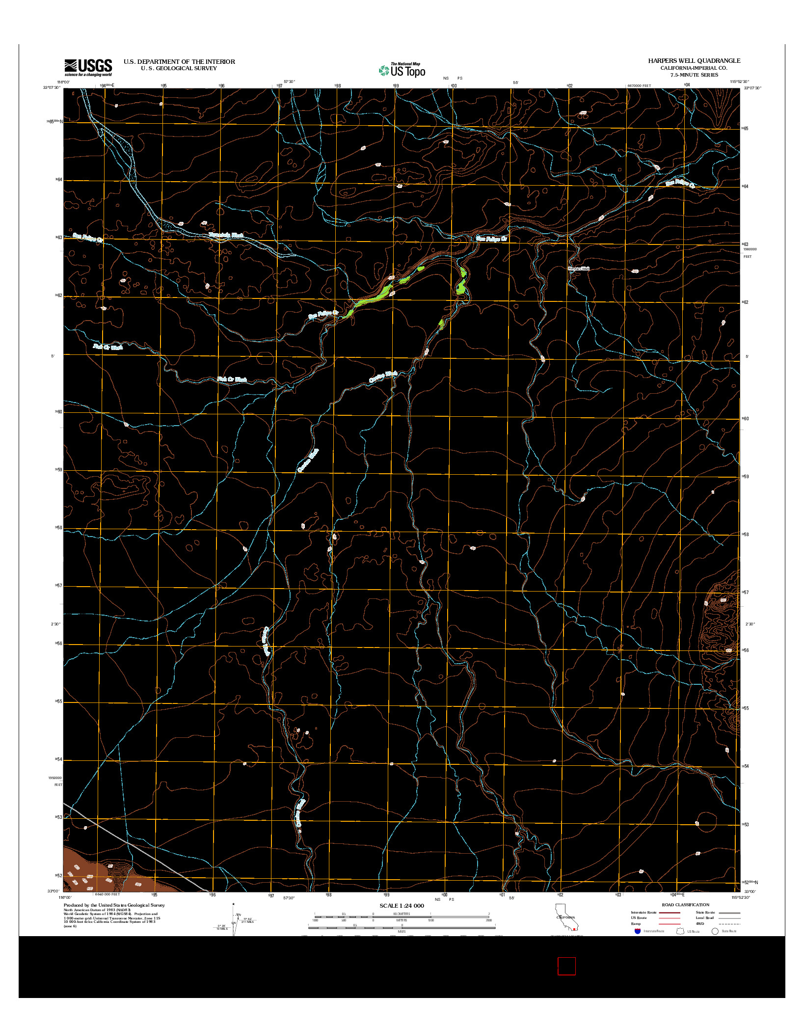 USGS US TOPO 7.5-MINUTE MAP FOR HARPERS WELL, CA 2012