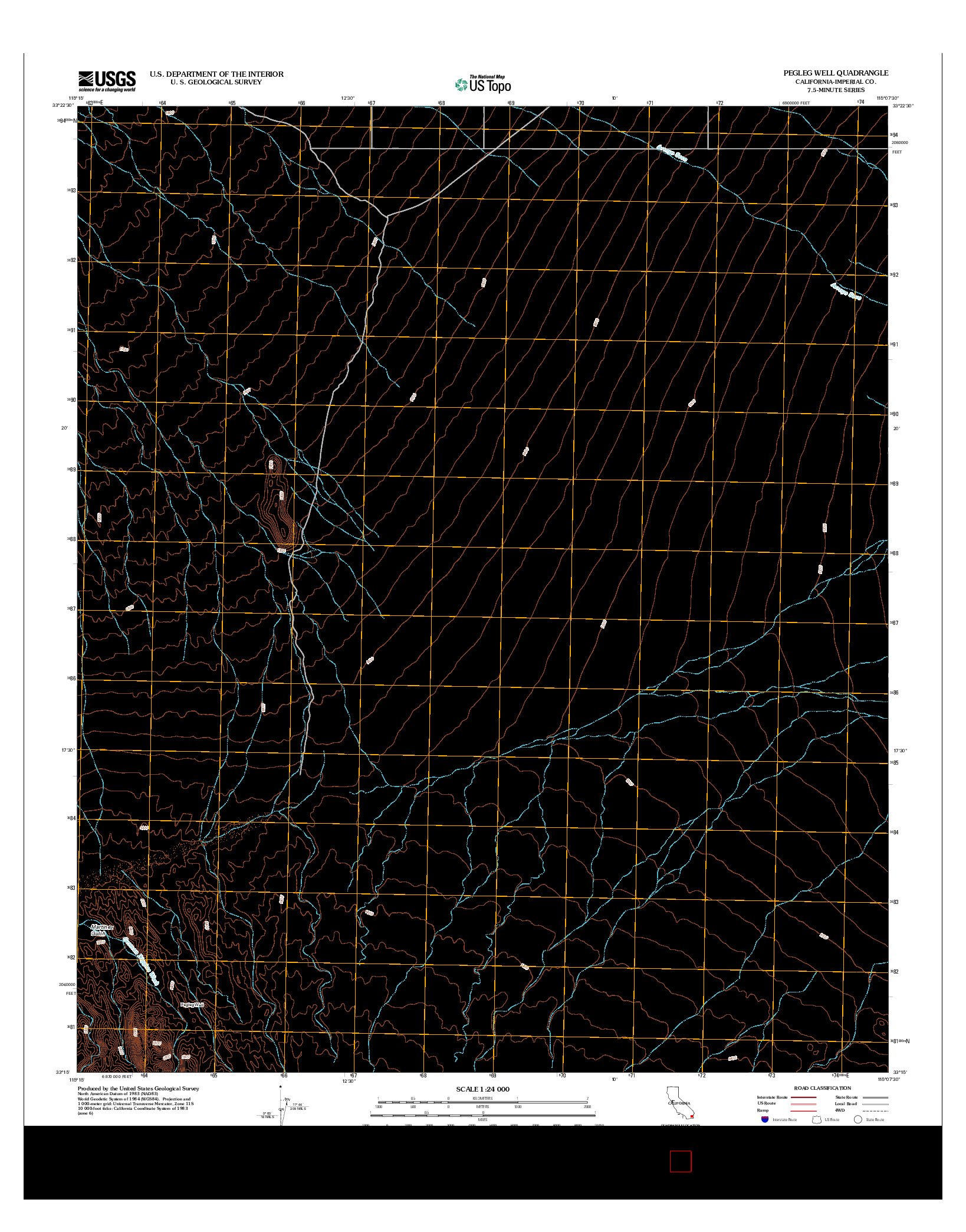 USGS US TOPO 7.5-MINUTE MAP FOR PEGLEG WELL, CA 2012