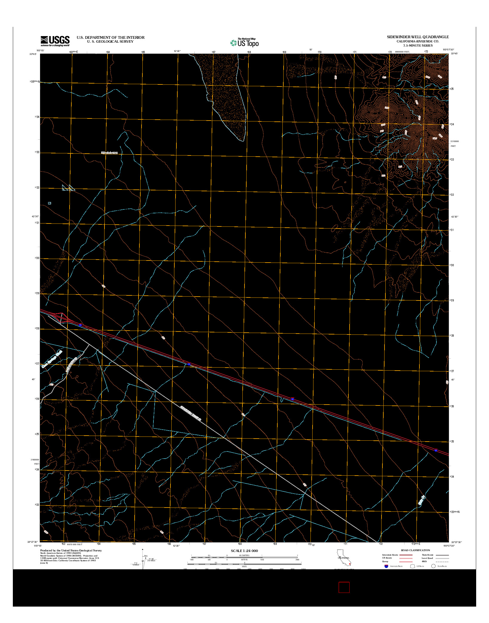 USGS US TOPO 7.5-MINUTE MAP FOR SIDEWINDER WELL, CA 2012