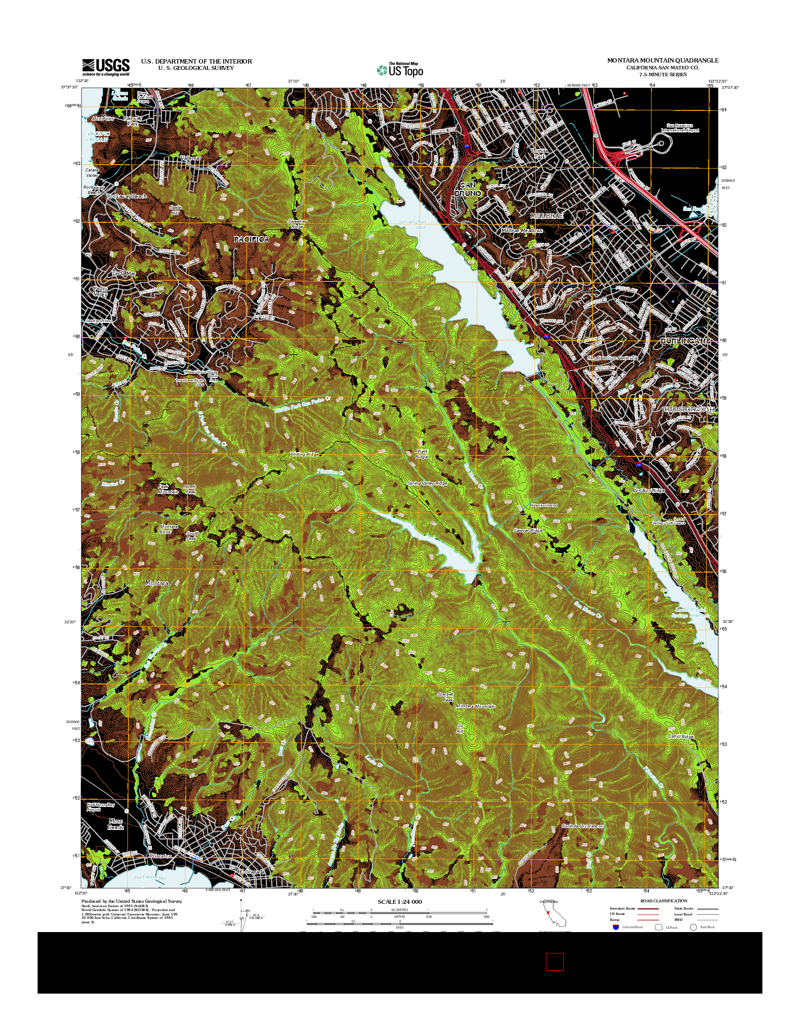 USGS US TOPO 7.5-MINUTE MAP FOR MONTARA MOUNTAIN, CA 2012