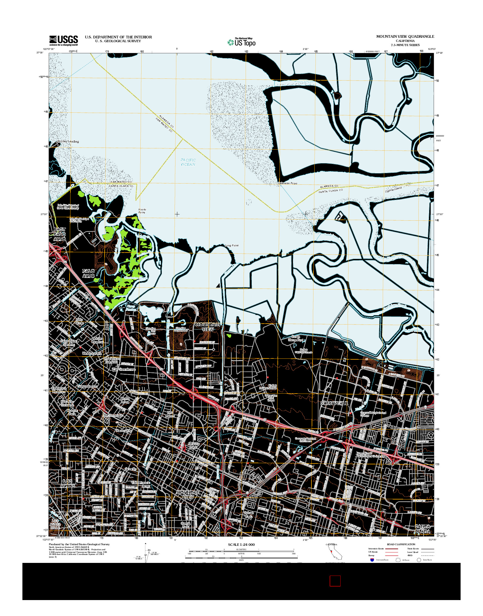 USGS US TOPO 7.5-MINUTE MAP FOR MOUNTAIN VIEW, CA 2012