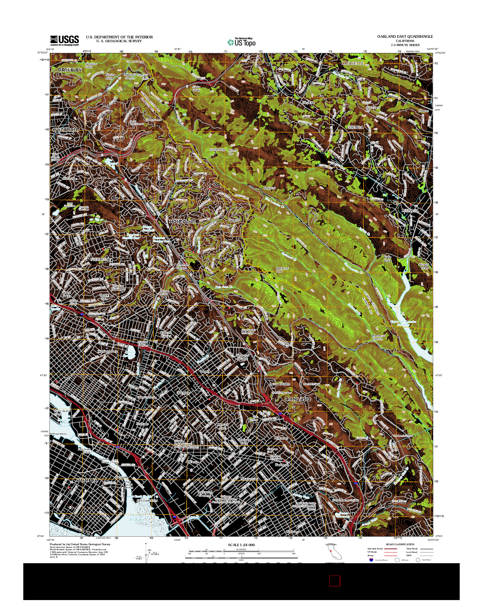 USGS US TOPO 7.5-MINUTE MAP FOR OAKLAND EAST, CA 2012