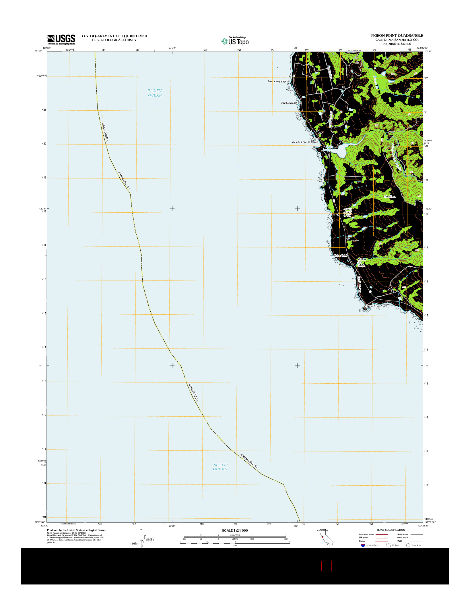 USGS US TOPO 7.5-MINUTE MAP FOR PIGEON POINT, CA 2012