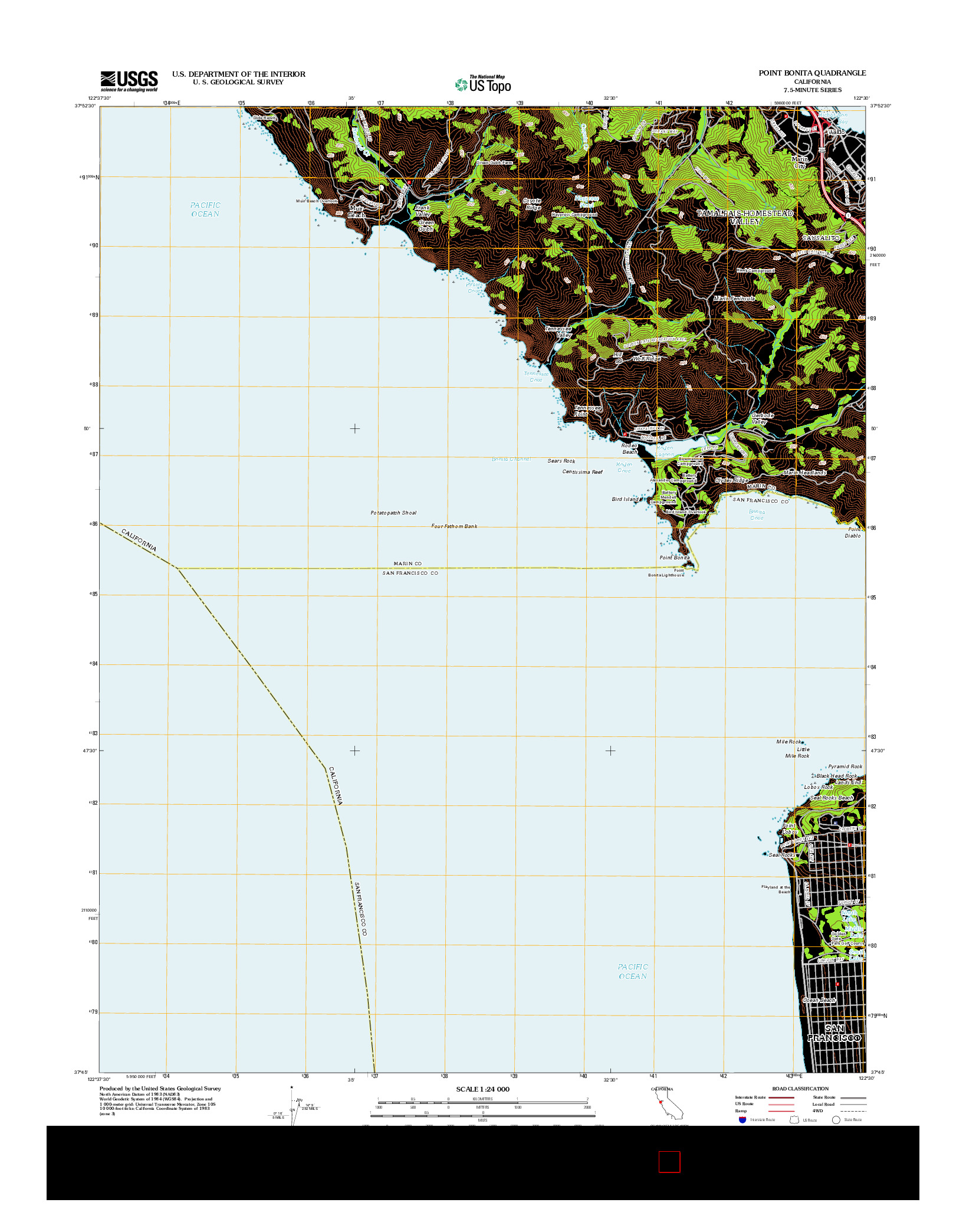 USGS US TOPO 7.5-MINUTE MAP FOR POINT BONITA, CA 2012