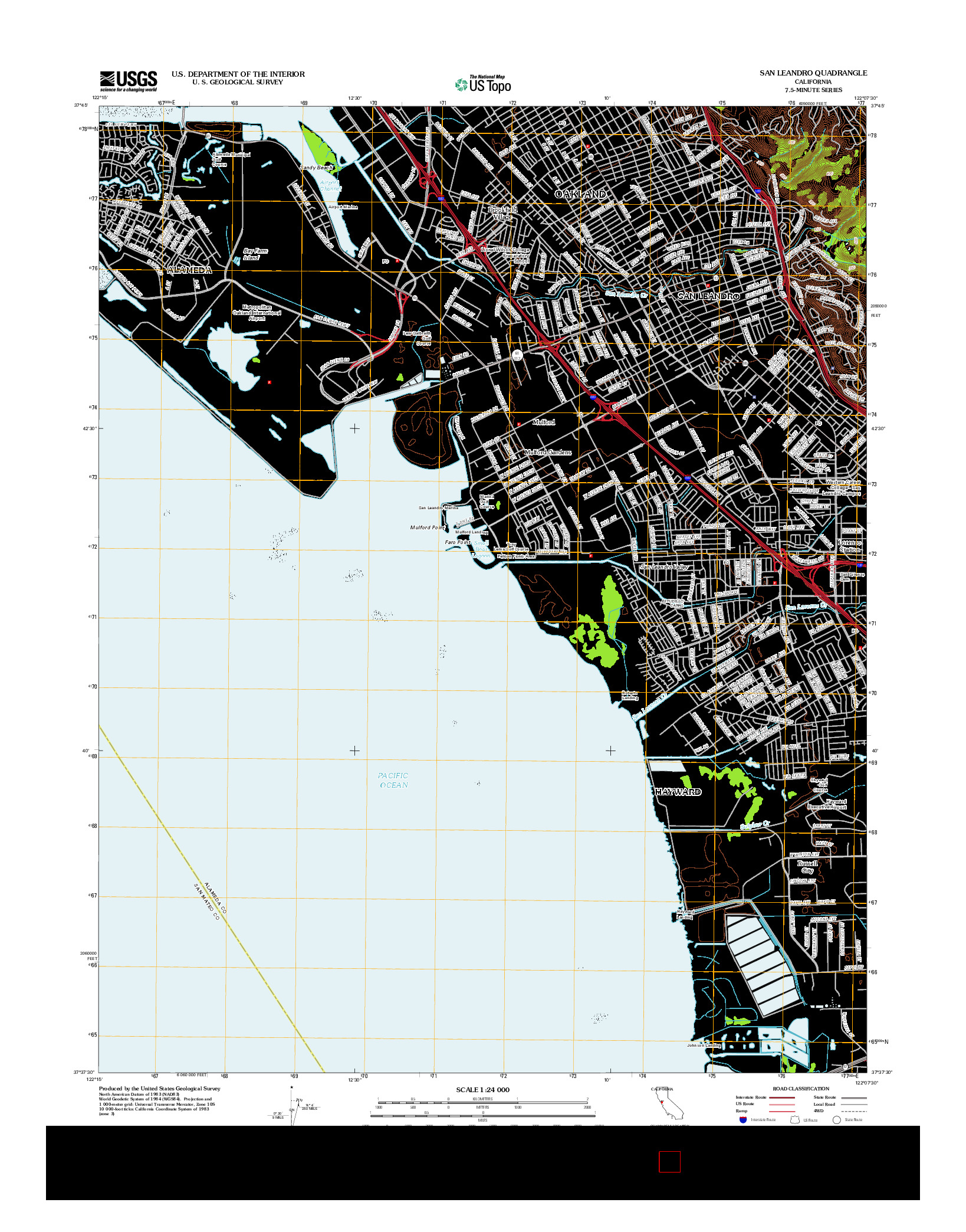 USGS US TOPO 7.5-MINUTE MAP FOR SAN LEANDRO, CA 2012