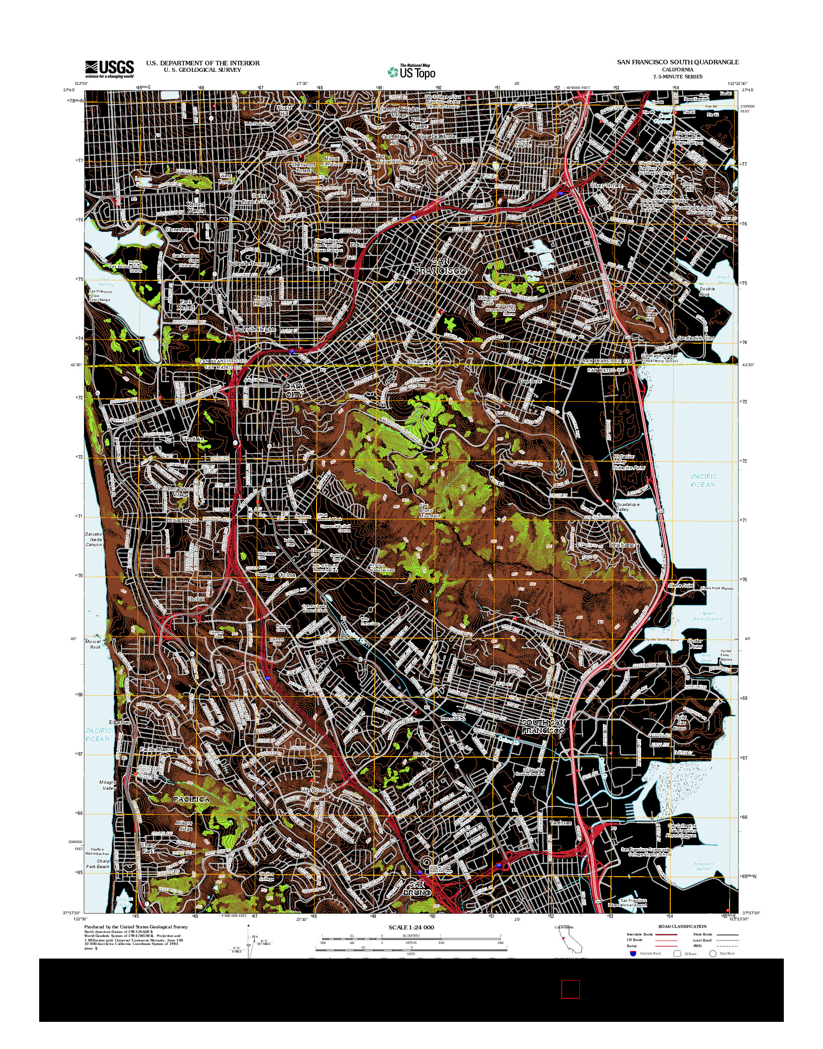 USGS US TOPO 7.5-MINUTE MAP FOR SAN FRANCISCO SOUTH, CA 2012