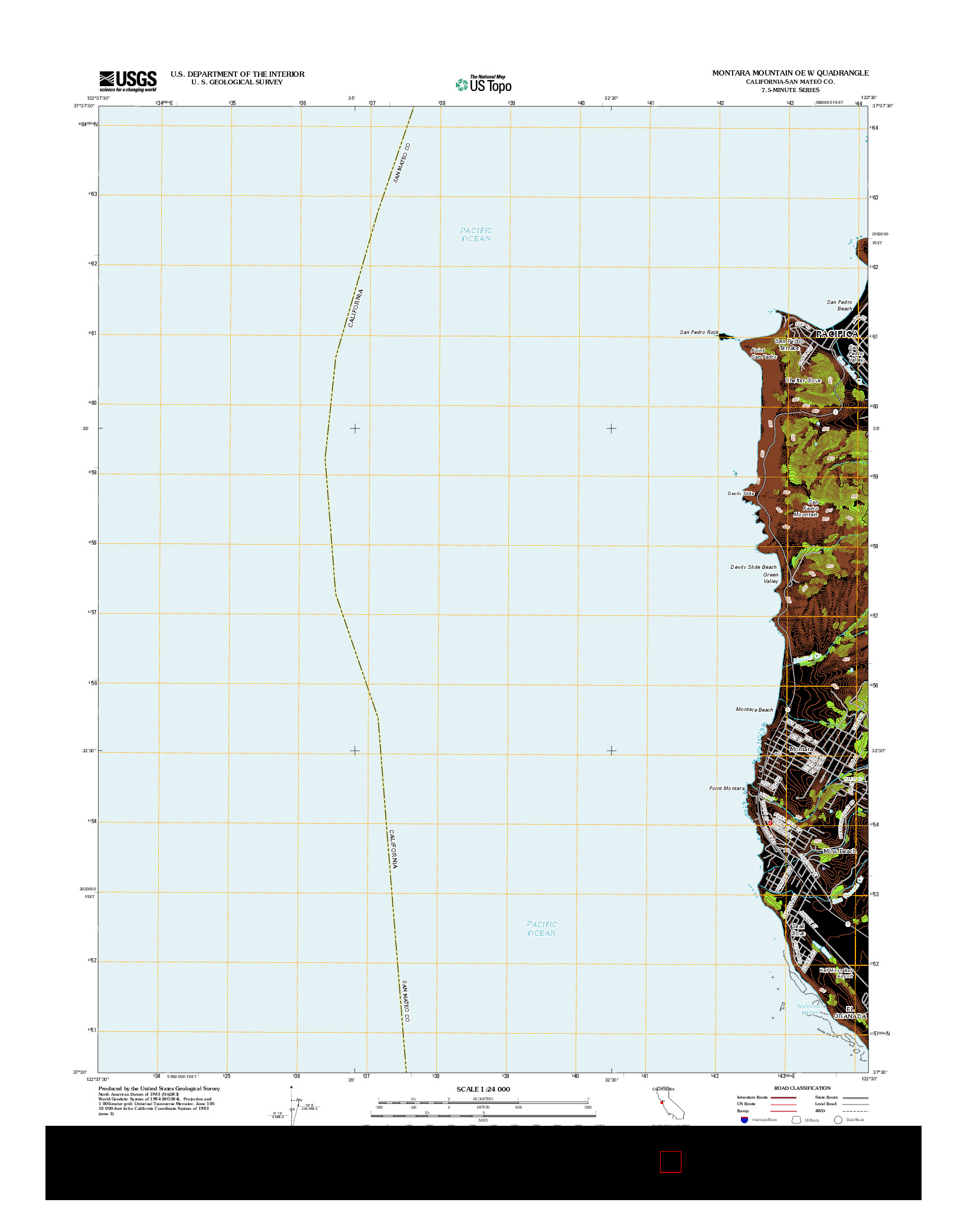 USGS US TOPO 7.5-MINUTE MAP FOR MONTARA MOUNTAIN OE W, CA 2012