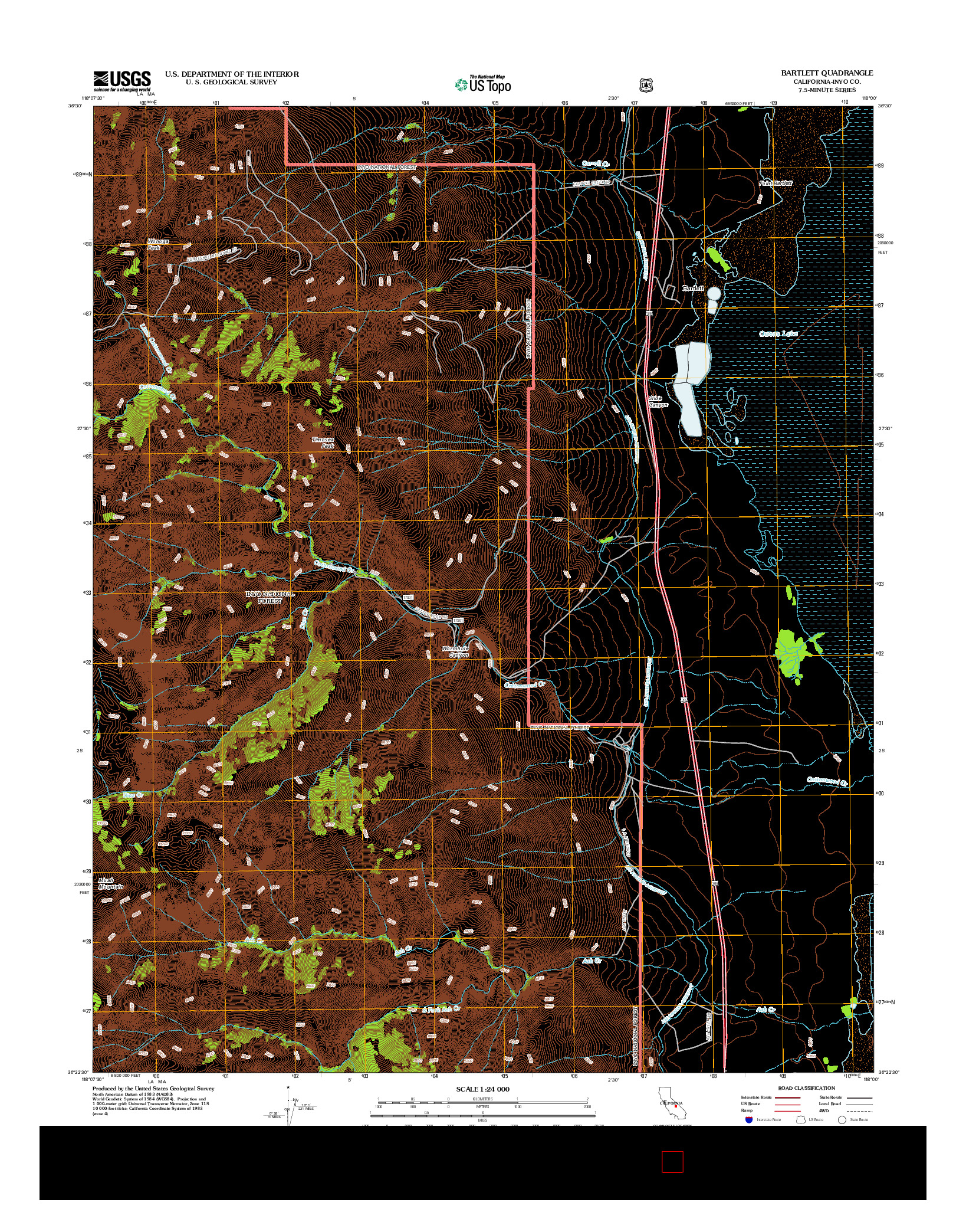 USGS US TOPO 7.5-MINUTE MAP FOR BARTLETT, CA 2012
