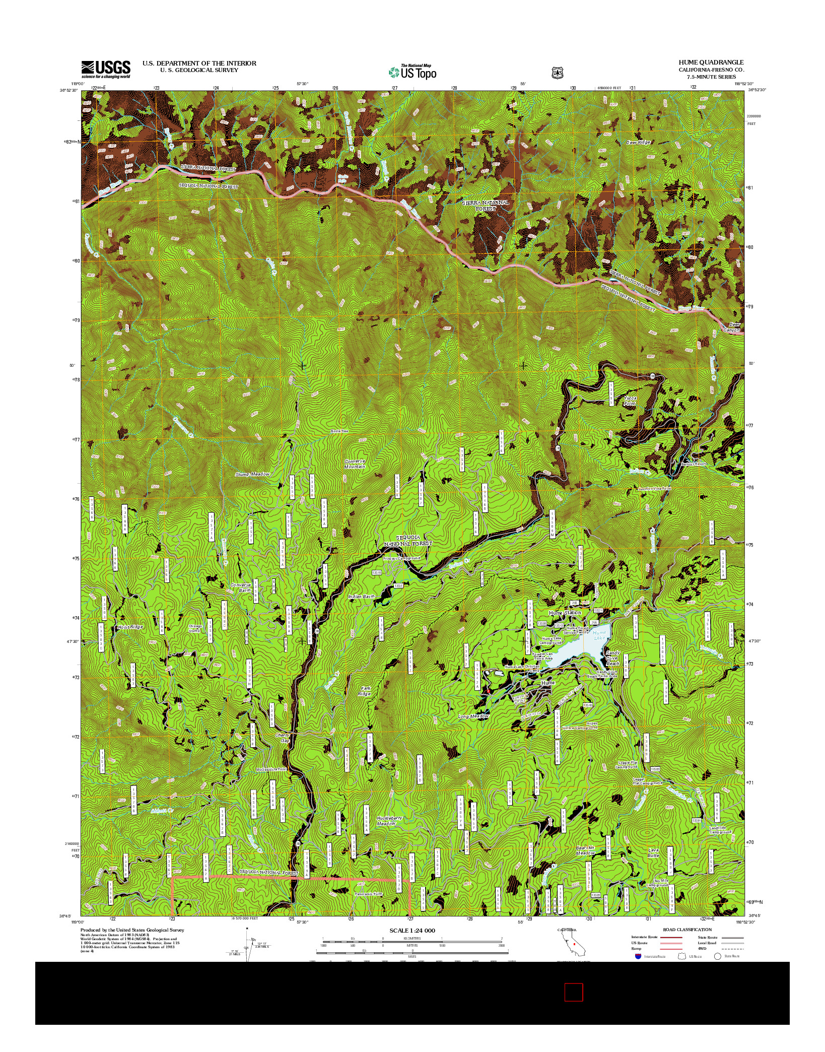 USGS US TOPO 7.5-MINUTE MAP FOR HUME, CA 2012