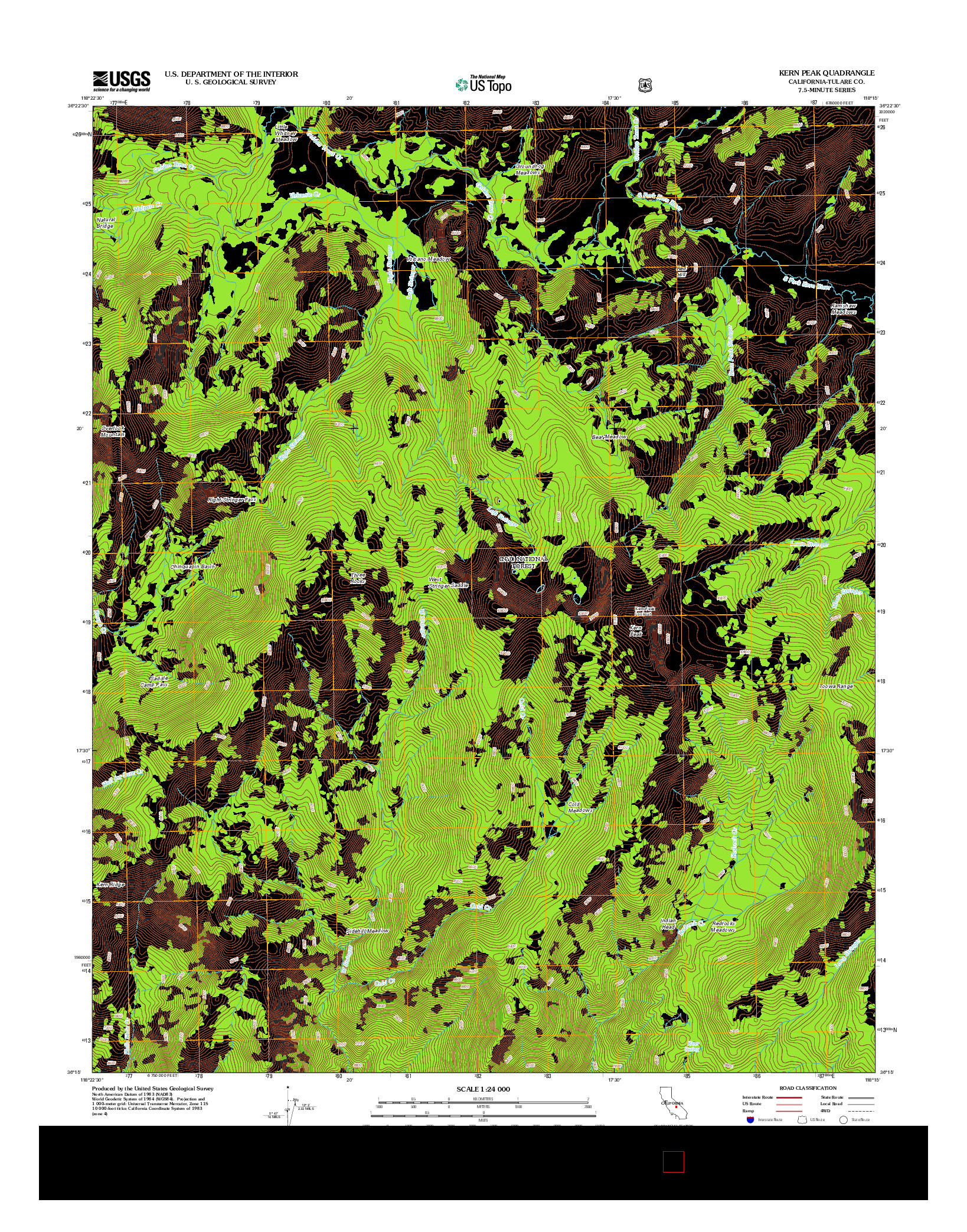 USGS US TOPO 7.5-MINUTE MAP FOR KERN PEAK, CA 2012