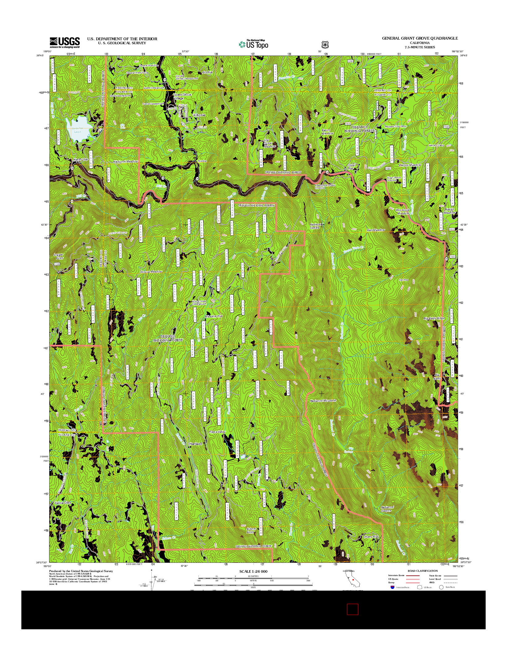 USGS US TOPO 7.5-MINUTE MAP FOR GENERAL GRANT GROVE, CA 2012