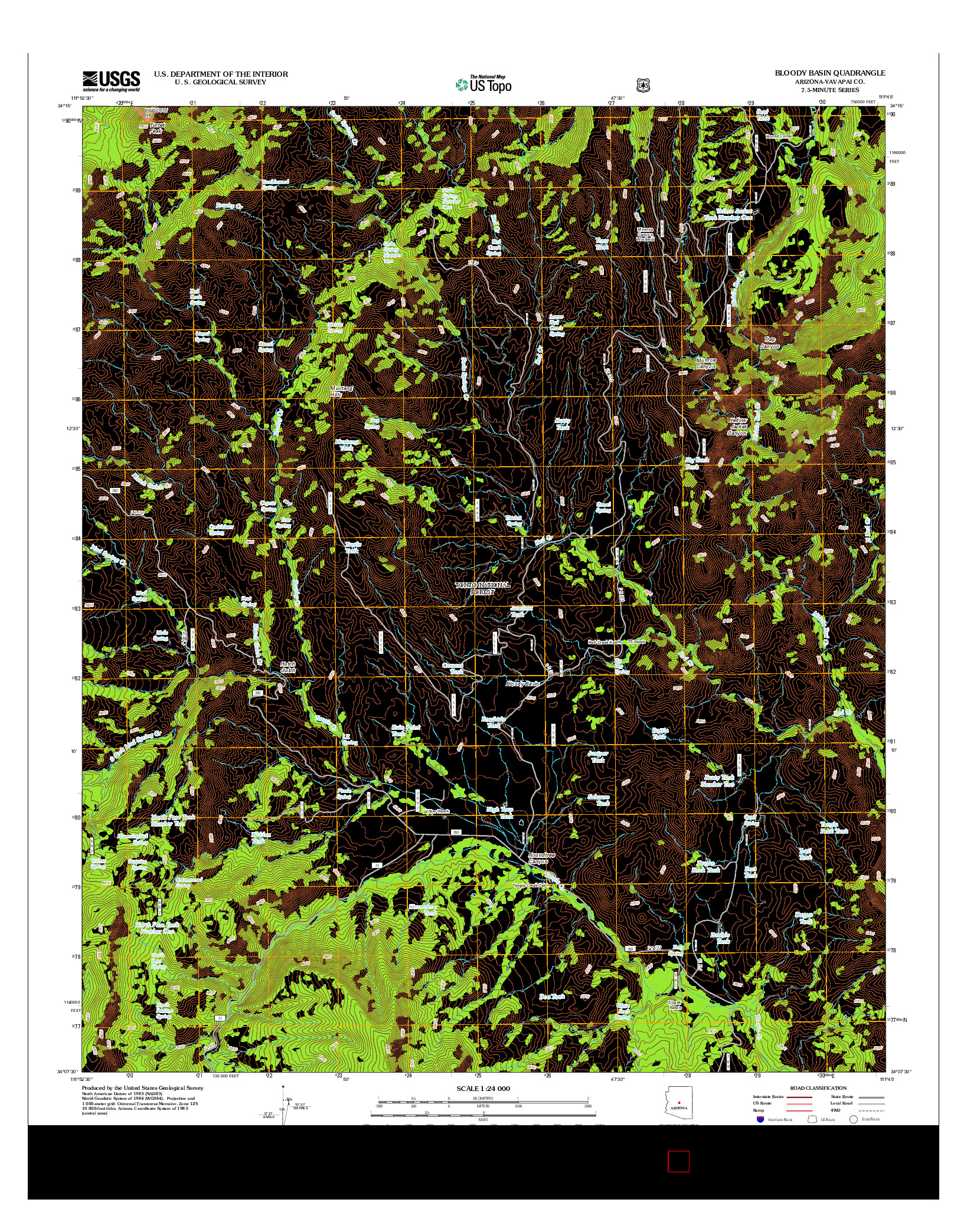 USGS US TOPO 7.5-MINUTE MAP FOR BLOODY BASIN, AZ 2012