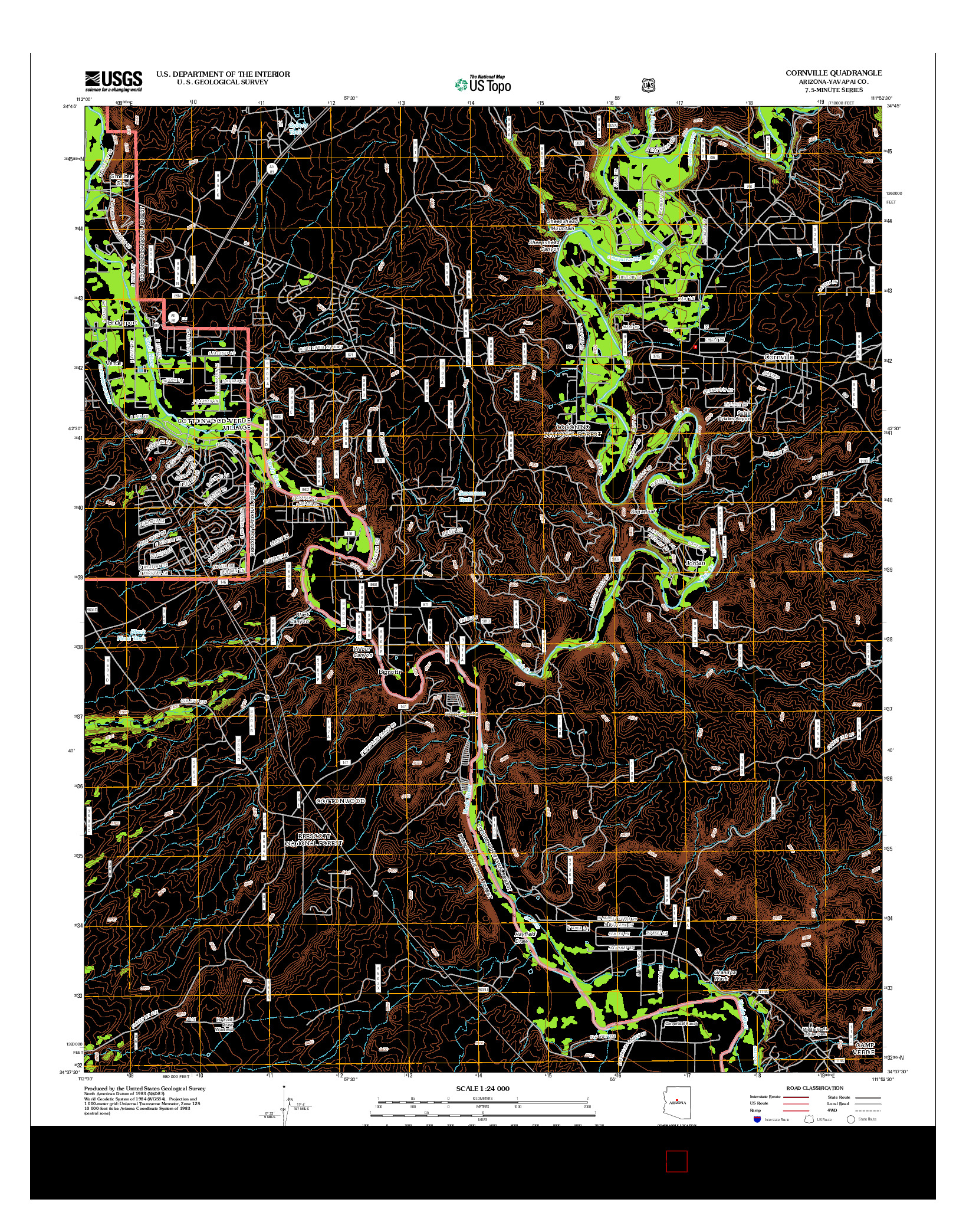 USGS US TOPO 7.5-MINUTE MAP FOR CORNVILLE, AZ 2012