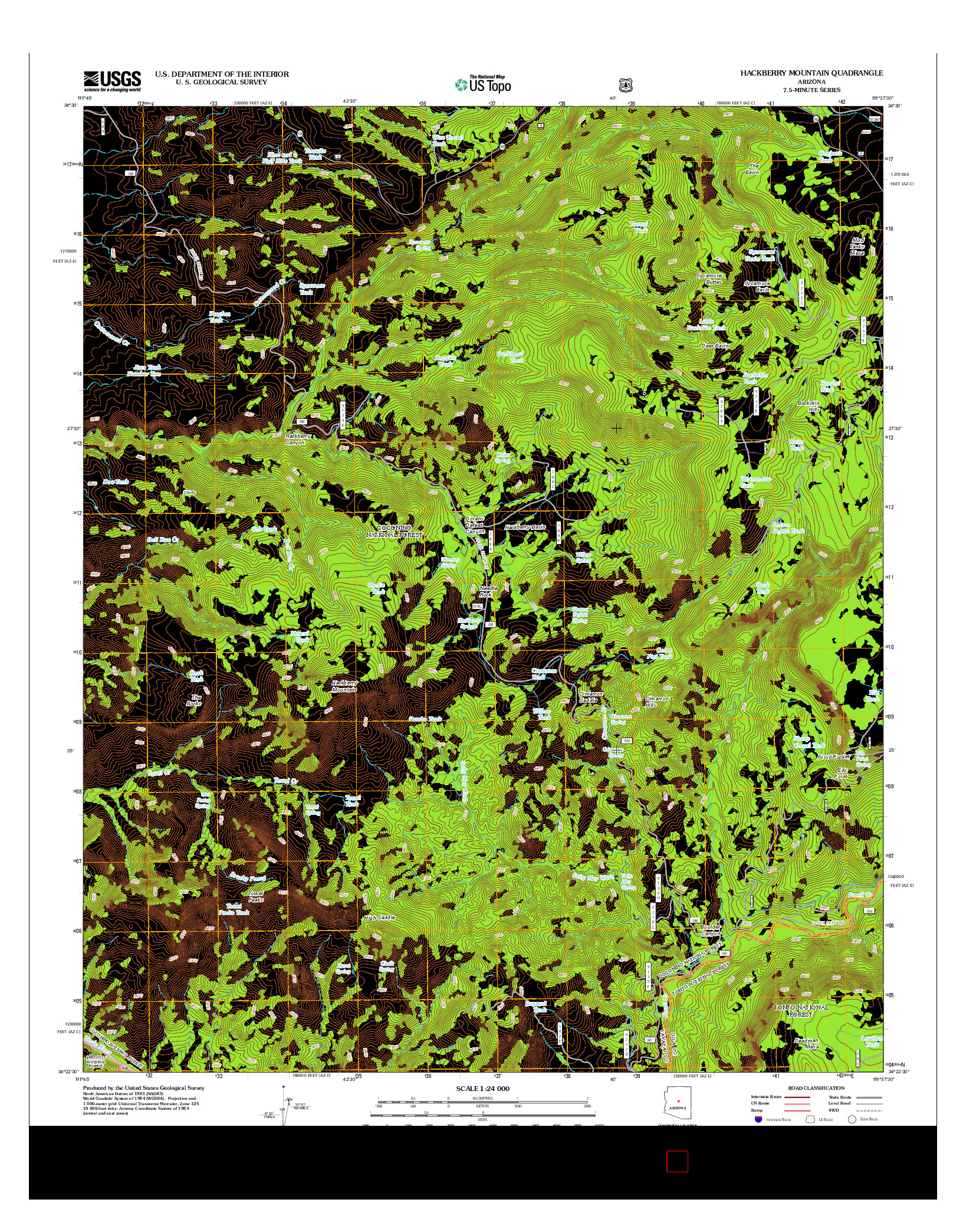 USGS US TOPO 7.5-MINUTE MAP FOR HACKBERRY MOUNTAIN, AZ 2012