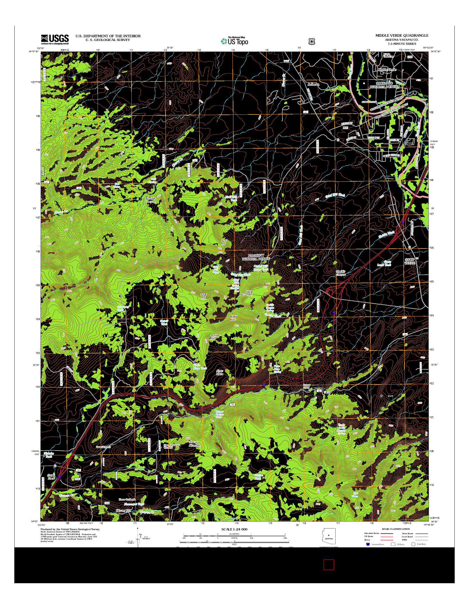 USGS US TOPO 7.5-MINUTE MAP FOR MIDDLE VERDE, AZ 2012