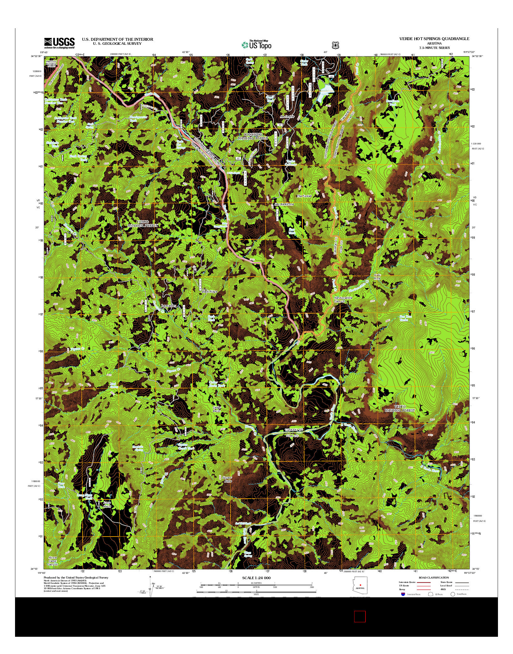 USGS US TOPO 7.5-MINUTE MAP FOR VERDE HOT SPRINGS, AZ 2012