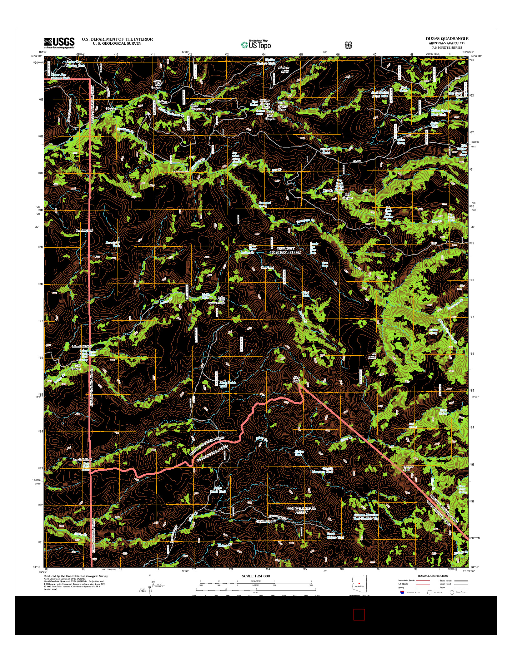 USGS US TOPO 7.5-MINUTE MAP FOR DUGAS, AZ 2012