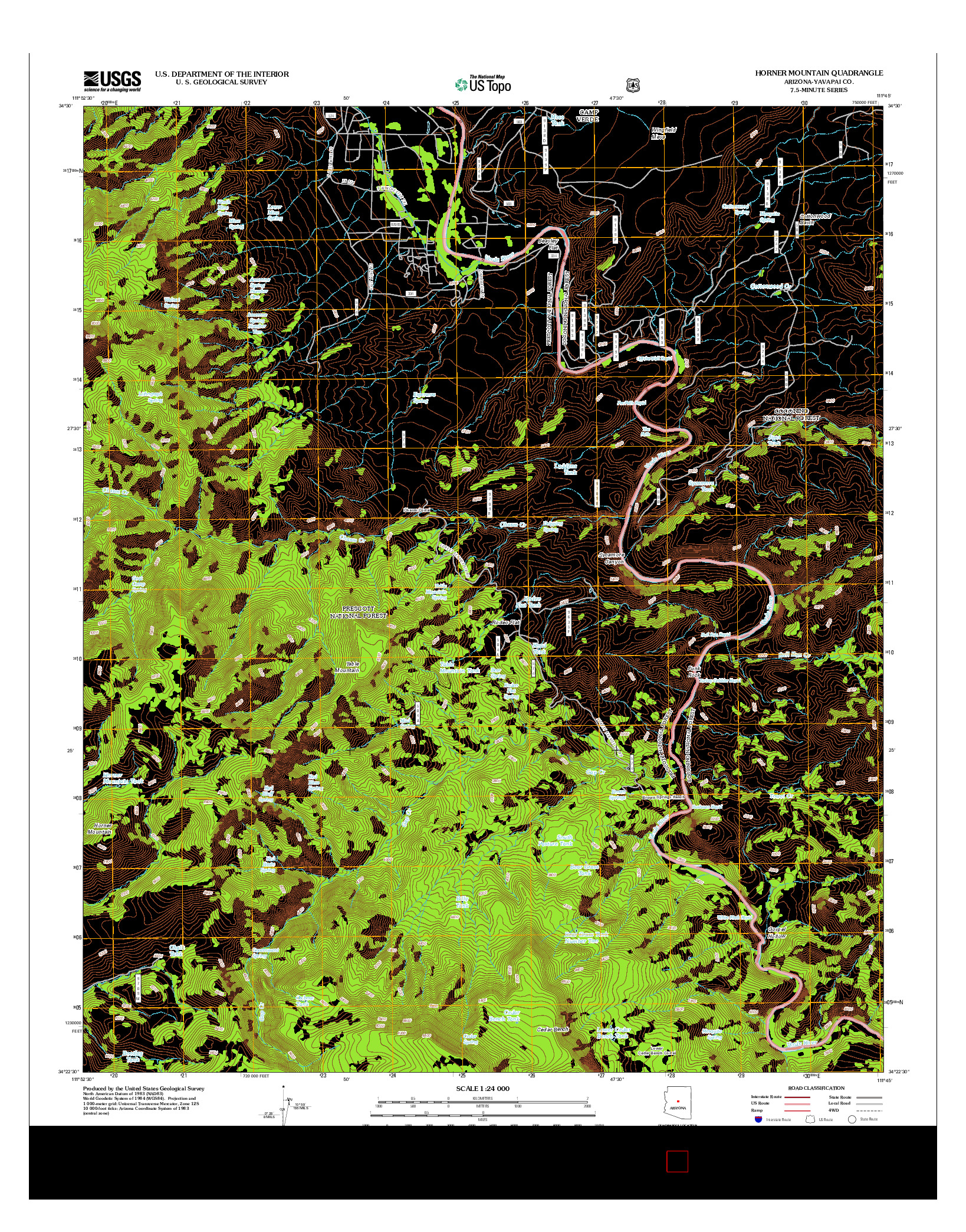 USGS US TOPO 7.5-MINUTE MAP FOR HORNER MOUNTAIN, AZ 2012