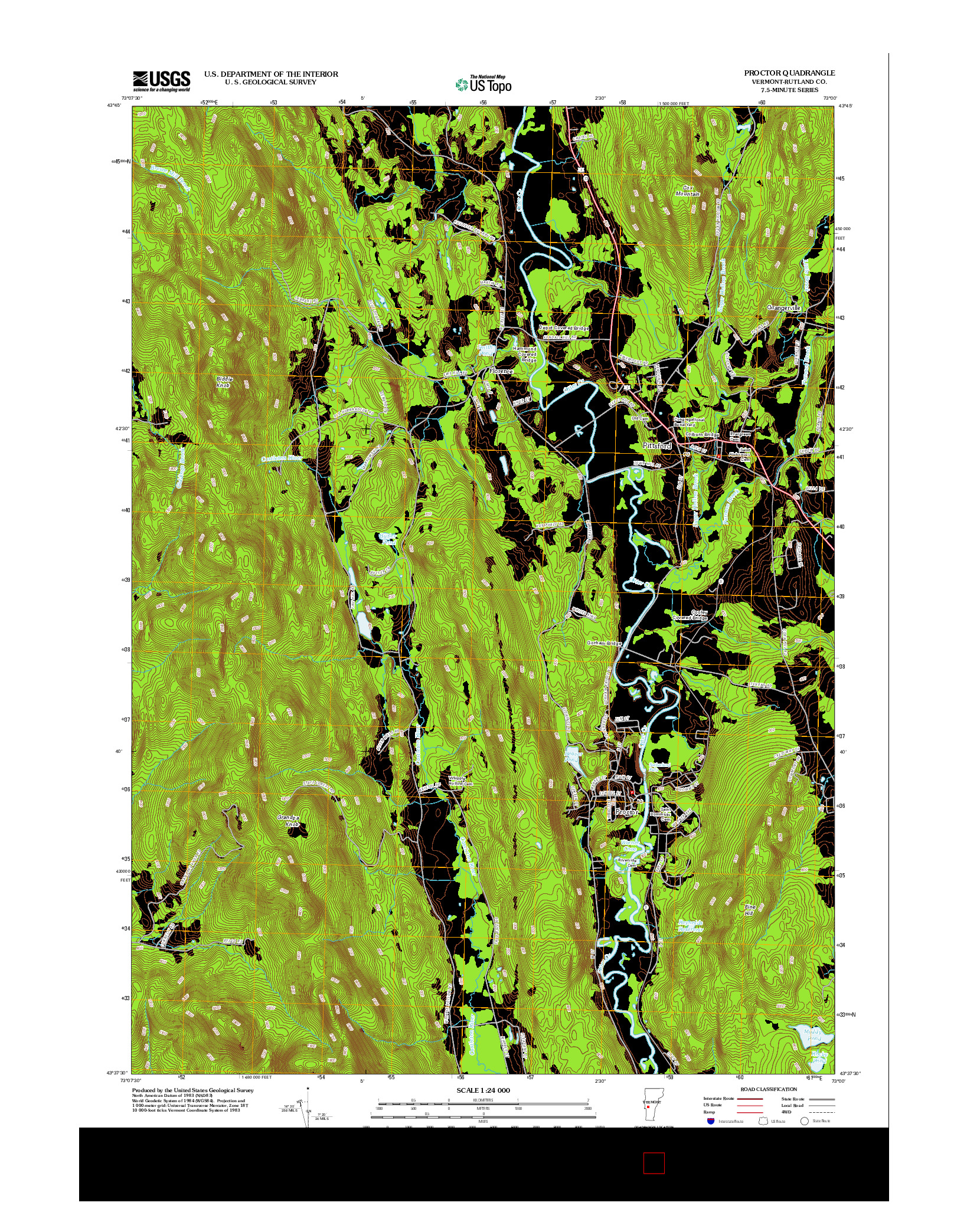 USGS US TOPO 7.5-MINUTE MAP FOR PROCTOR, VT 2012