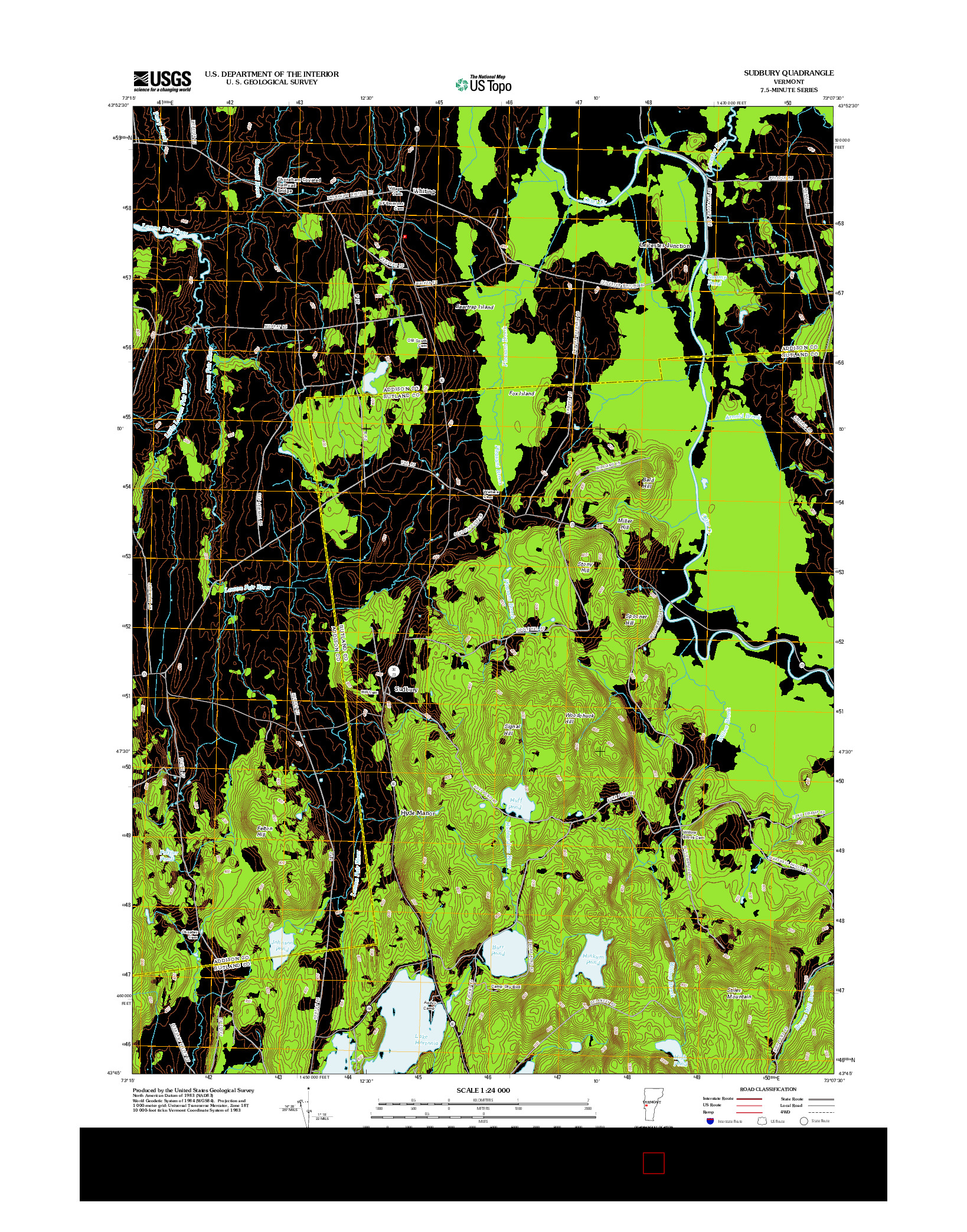 USGS US TOPO 7.5-MINUTE MAP FOR SUDBURY, VT 2012
