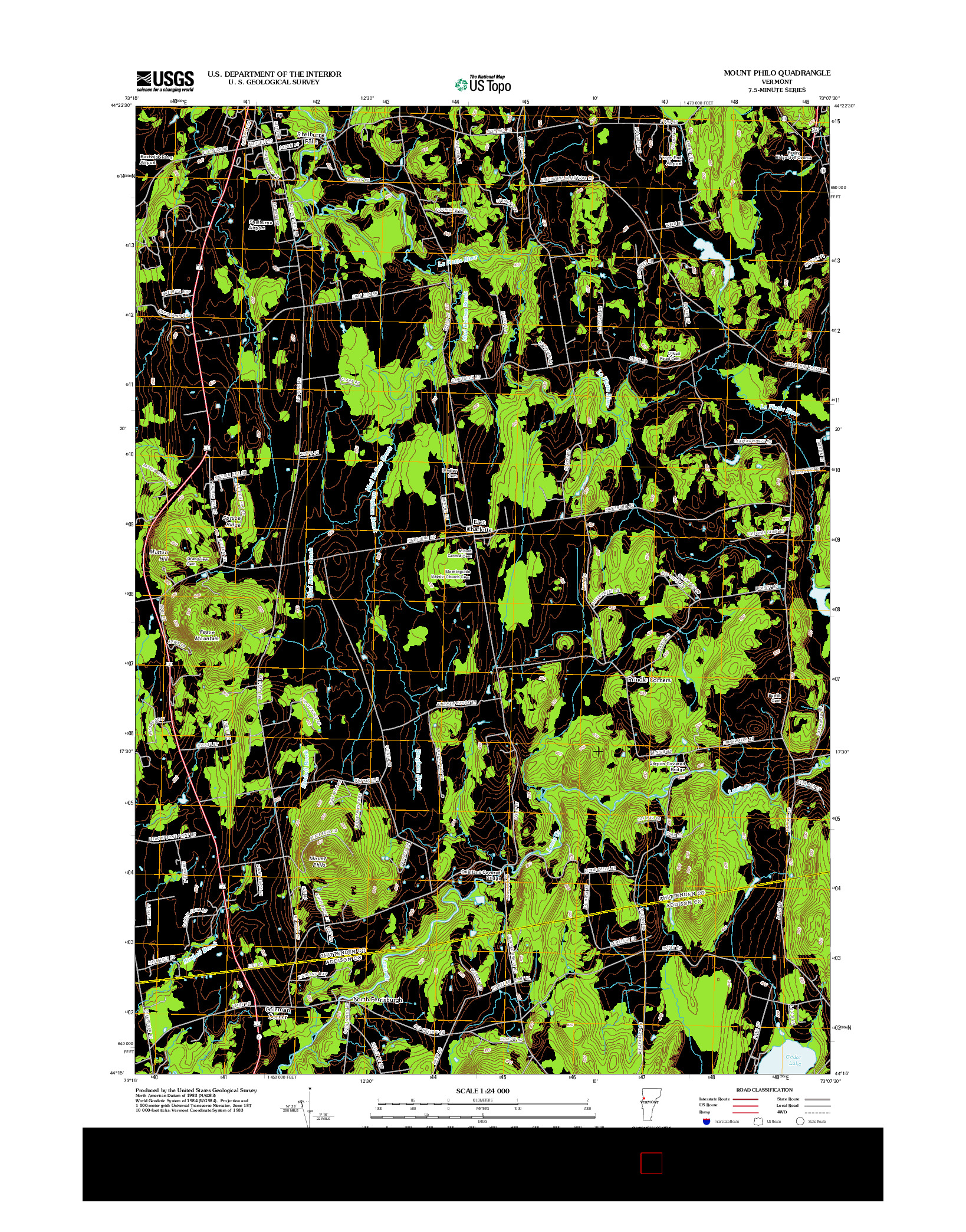 USGS US TOPO 7.5-MINUTE MAP FOR MOUNT PHILO, VT 2012