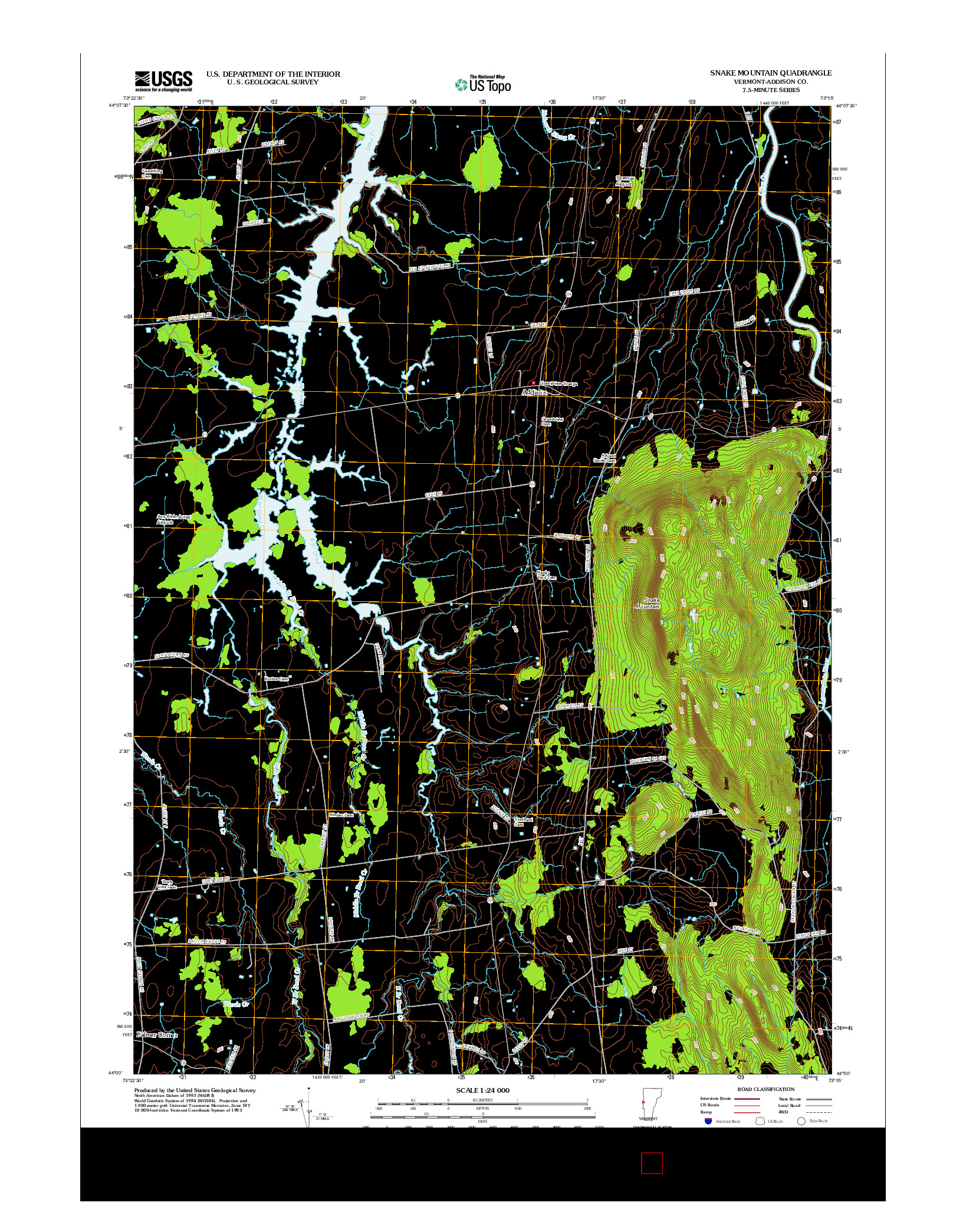 USGS US TOPO 7.5-MINUTE MAP FOR SNAKE MOUNTAIN, VT 2012