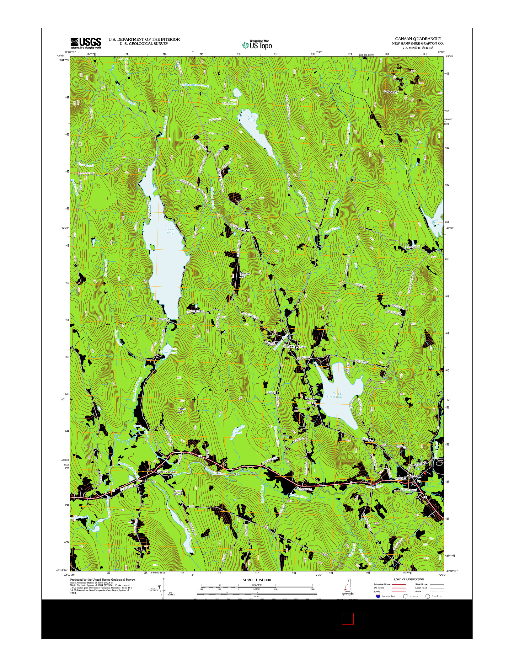 USGS US TOPO 7.5-MINUTE MAP FOR CANAAN, NH 2012