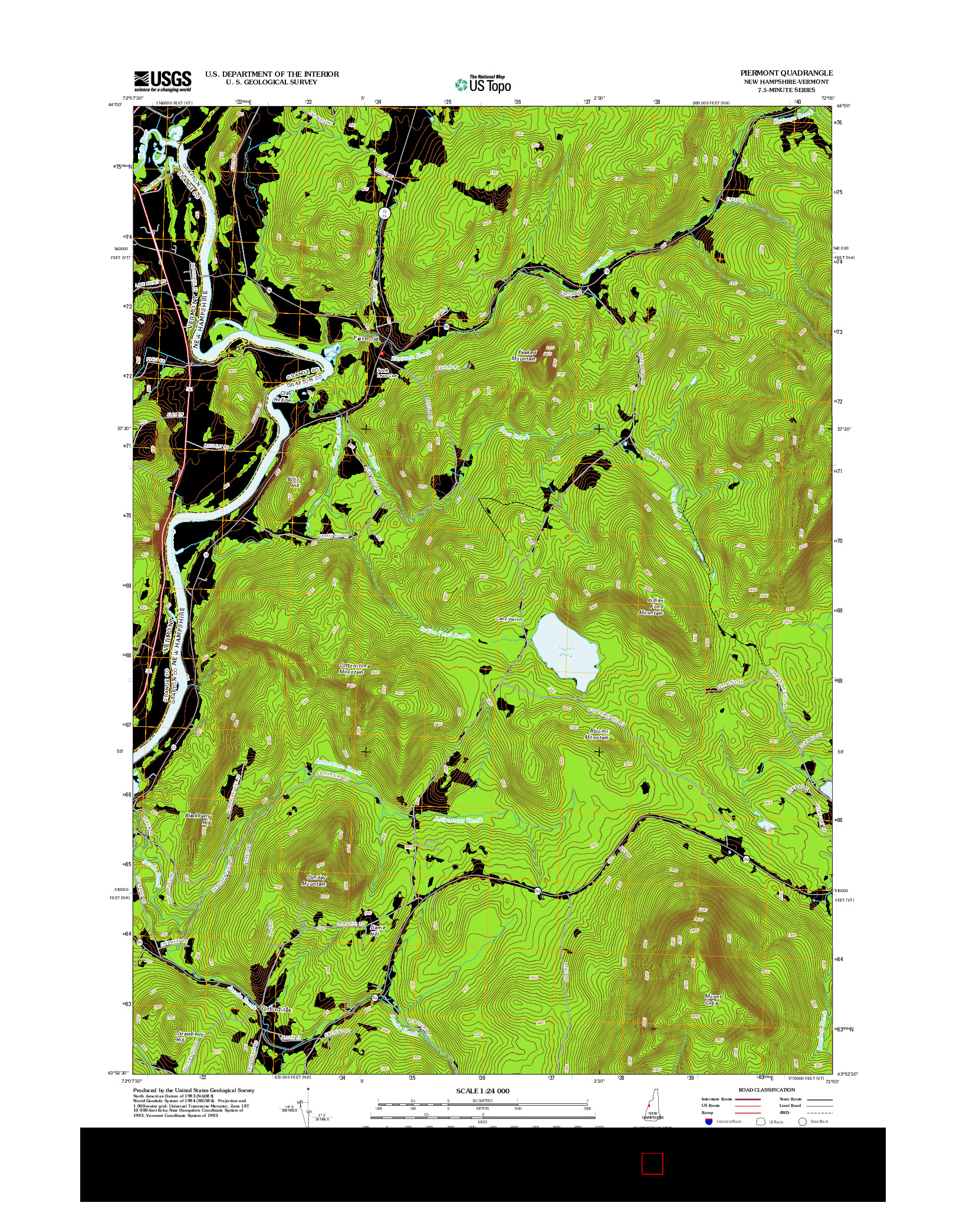 USGS US TOPO 7.5-MINUTE MAP FOR PIERMONT, NH-VT 2012