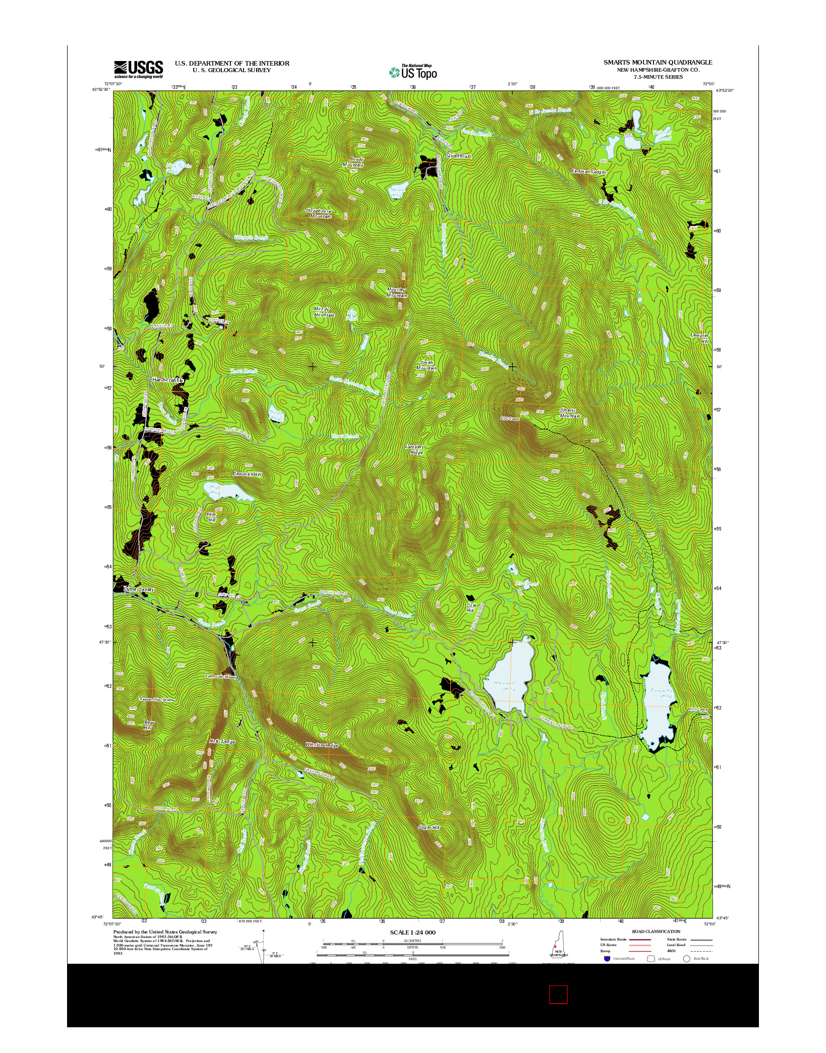USGS US TOPO 7.5-MINUTE MAP FOR SMARTS MOUNTAIN, NH 2012